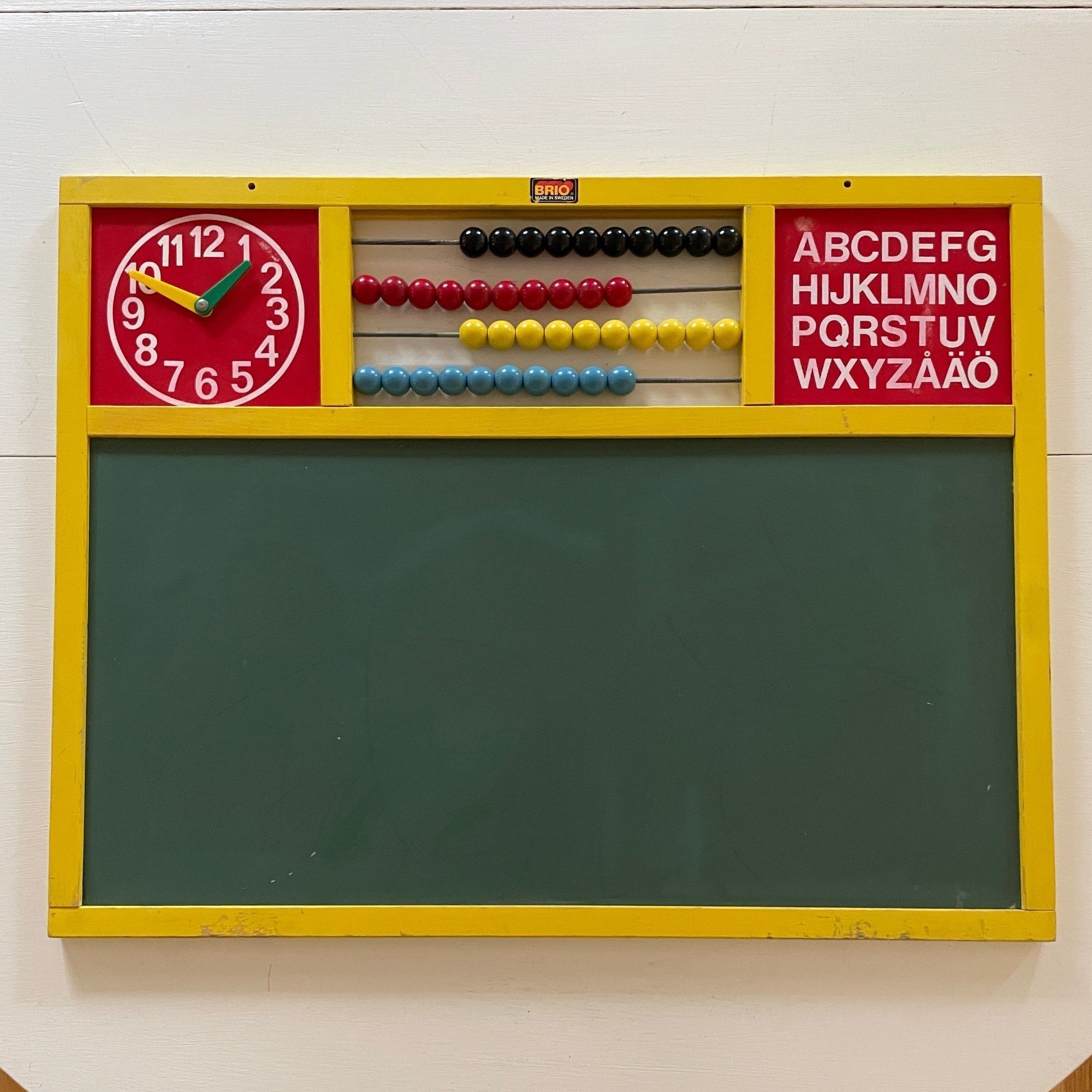BRIO skoltavla / rittavla – abakus, alfabet & klocka – Retro Vintage Leksak Trä