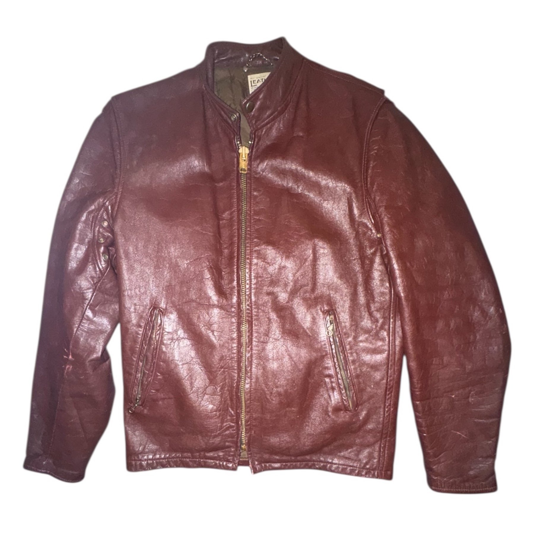 70年代 THIS GENUINE LEATHER GARMENT TALON 1970s | Talon zipper | café racer leather jacke.. | Köp på Tradera
