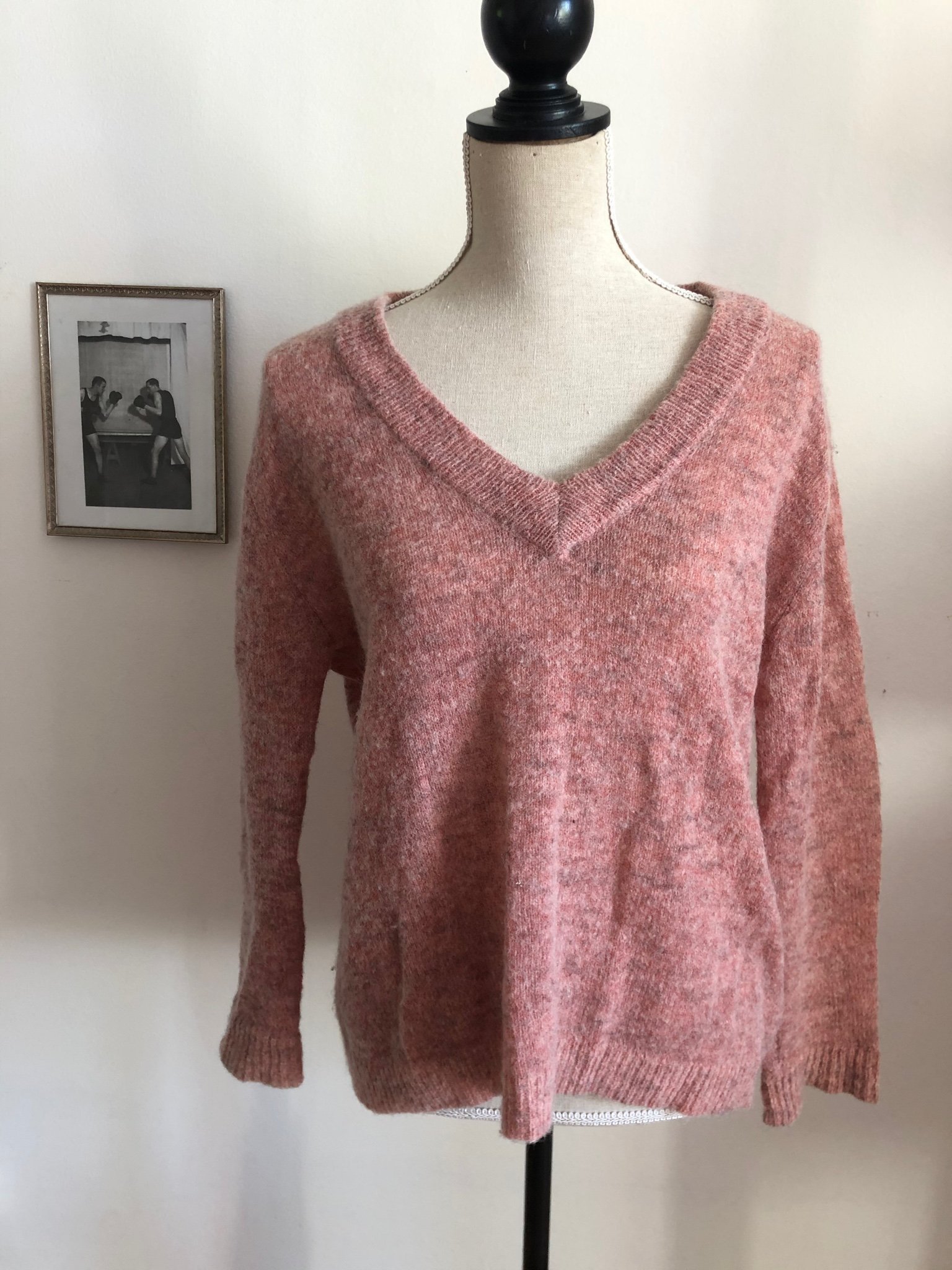 16 - Soaked stickad rosa mohair & ull strlk S