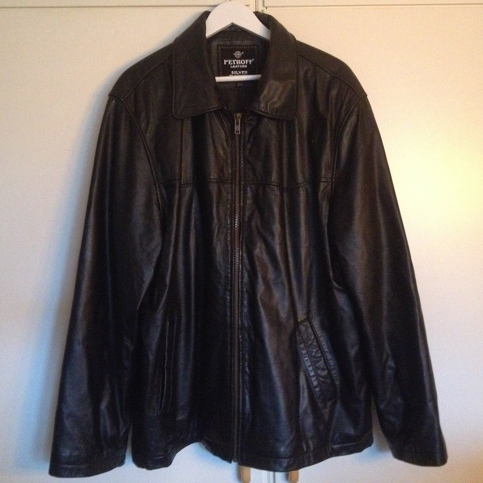 Jacka i äkta läder skinn svart stl. 2XL Härr .. (372010909 Jacka i äkta läder skinn svart stl. 2XL Härr .. (372010909