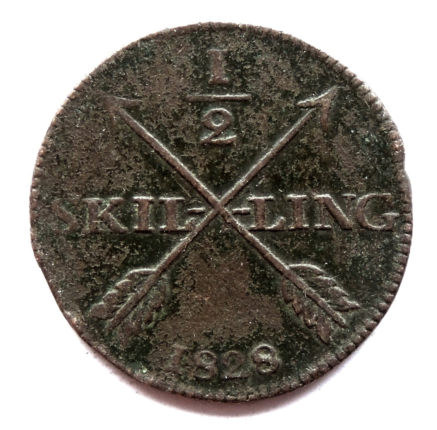 1/2 Skilling 1828 . Karl XIV Johan