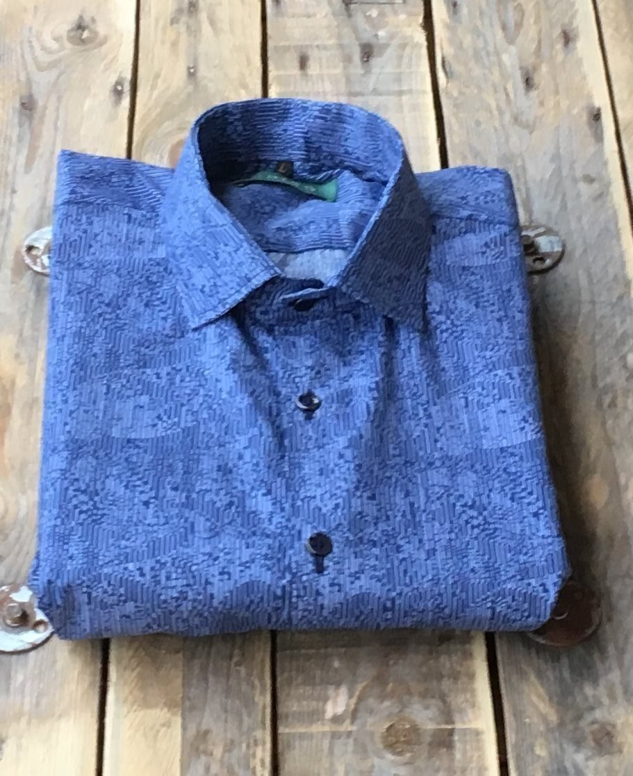 "CHISO SHIRTS" Ny blå mönstrad skjorta i storlek M