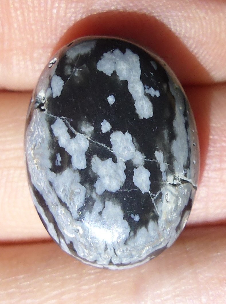 Snöflinga Obsidian Cabochon ädelsten färg spel chakra healing smycke slipad
