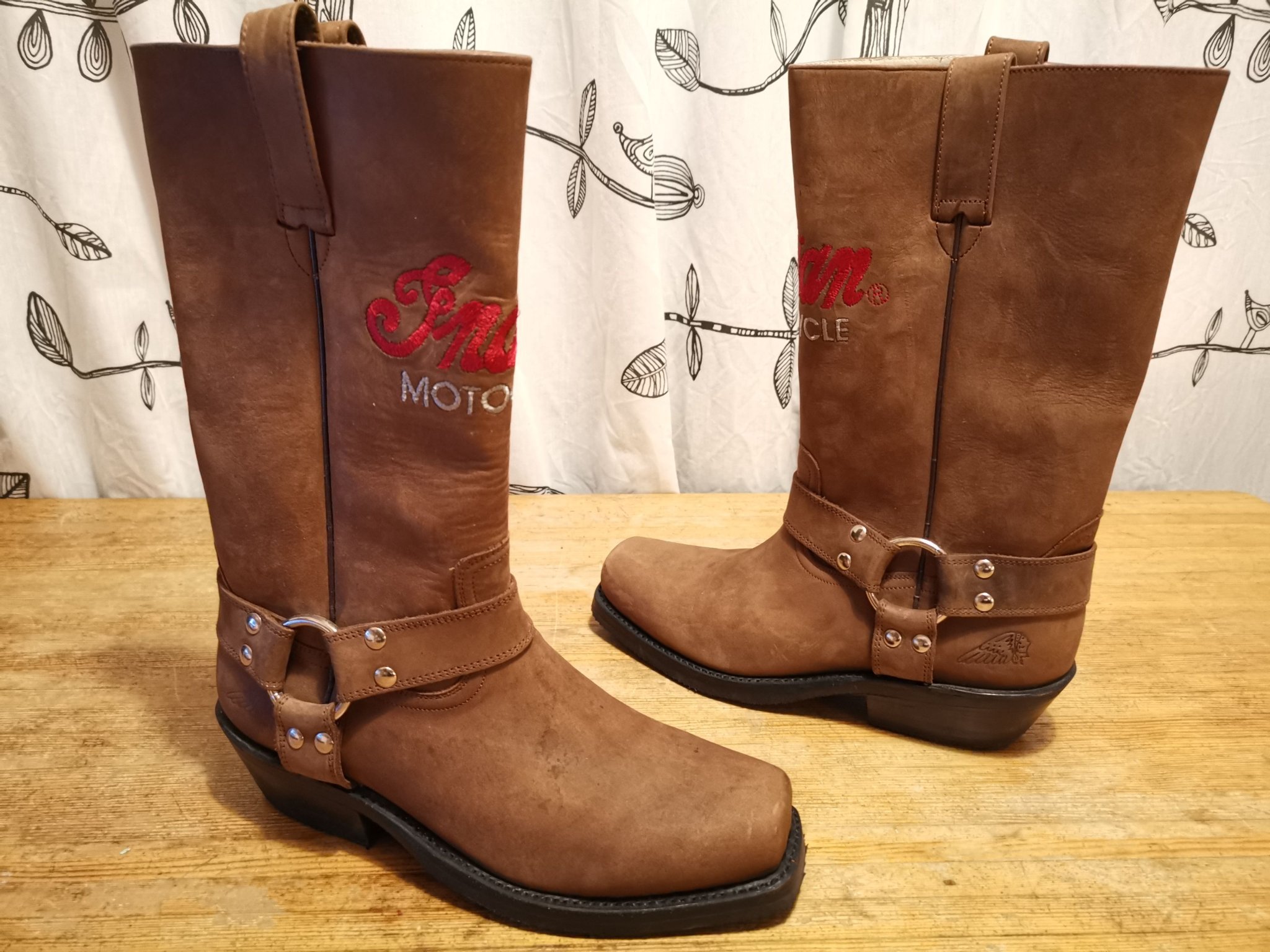 Bruna skinn MC boots Indian Motorcycle MC stövlar str 42 Bruna skinn MC boots Indian Motorcycle MC stövlar str 42