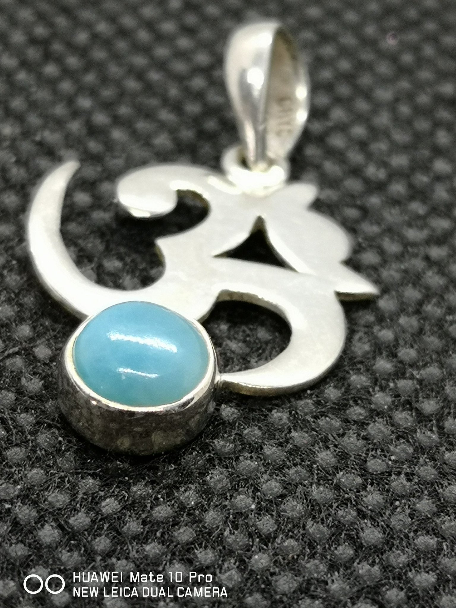 HÄNGE AMAZONIT OM tecken, cabochon 29x16mm ~ Silver
