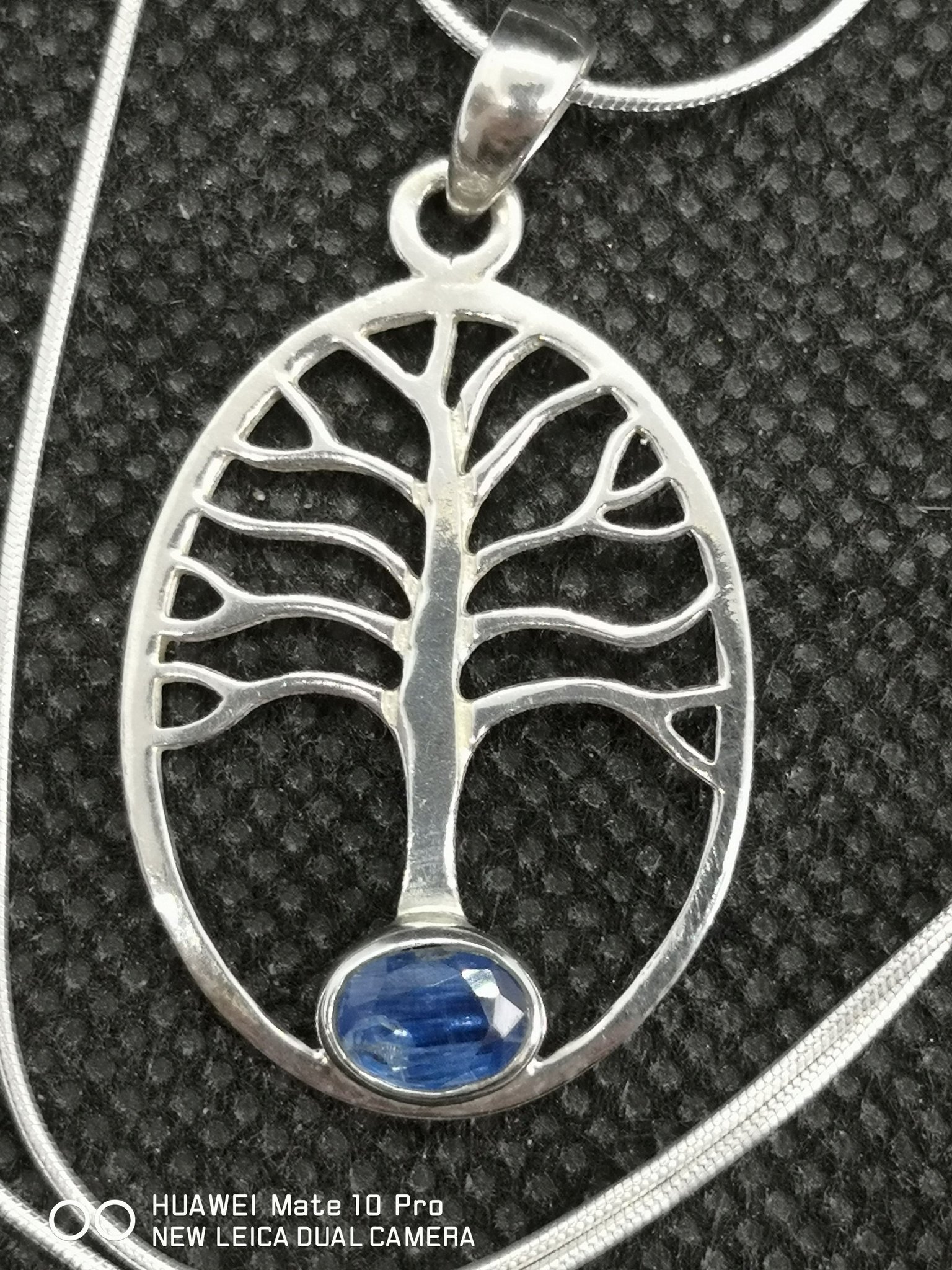 HÄNGE KYANITE TRÄD facett 30x22mm med ormlänk kedja 45cm ~ Silver