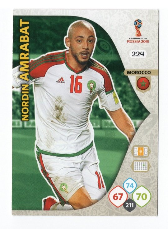 #224 Nordin Amrabat-Marruecos Panini Adrenalyn XL WM 2018