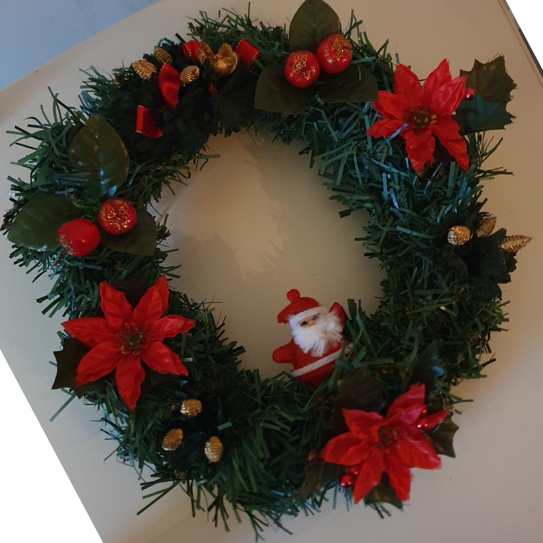 Julkrans krans väggkrans, dörrkrans julblommor .. Köp på Tradera