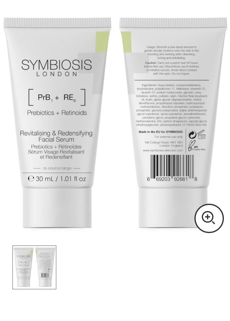 Symbiosis London prebiotics retinoids facial serum, ny