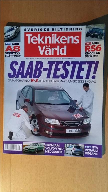 Teknikens Värld nr 21 2002: Audi A8 + RS 6 + A4 2,4, Volvo V70 R, Saab 9-3 SS