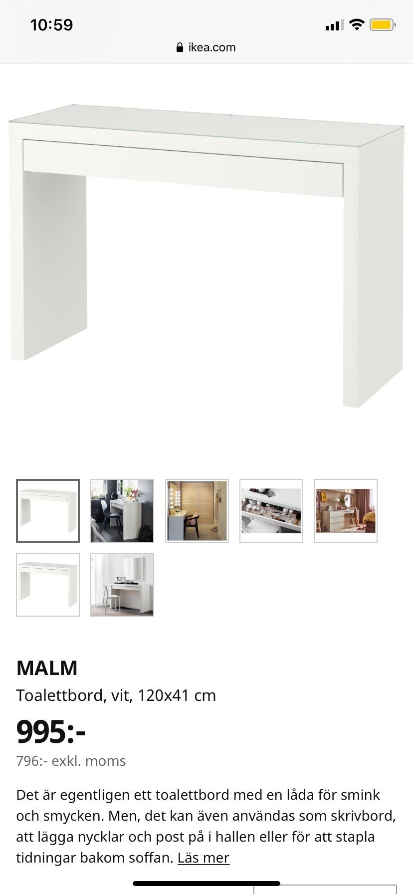 Toalettbordsminkbord (399790551) ᐈ Köp på Tradera MALM Toalettbord, vit, 120x41 cm IKEA | Toalettbord, Möbel