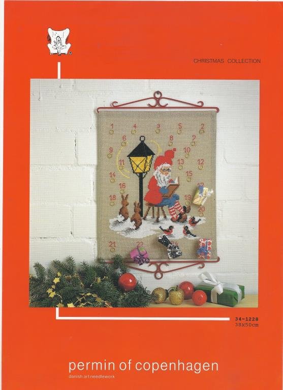 Broderimönster Permin Brodera Adventskalender med Tomte