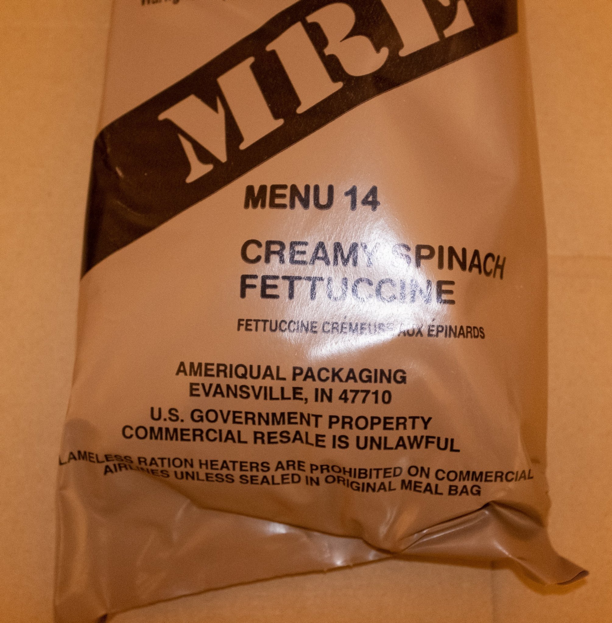 U.S MRE Menu 14 Creamy Spinach Fettuccine VEG.. Köp på Tradera