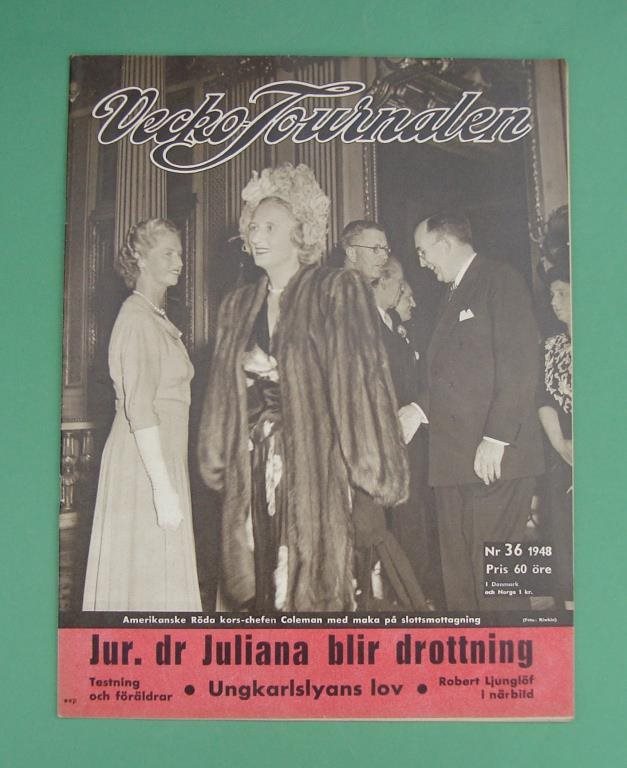 Vecko-Journalen 1948-36. Coleman med maka på frams.
