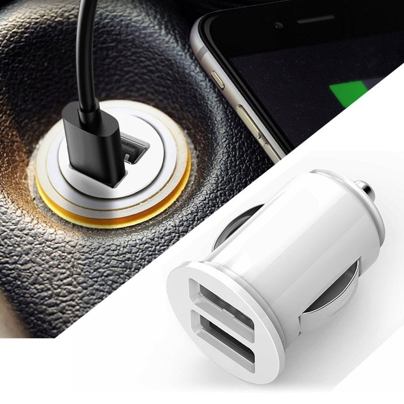 dubbla USB billaddare adapter för IPHONE vit (12V ~ 24V) dubbla USB billaddare adapter för IPHONE vit (12V ~ 24V)