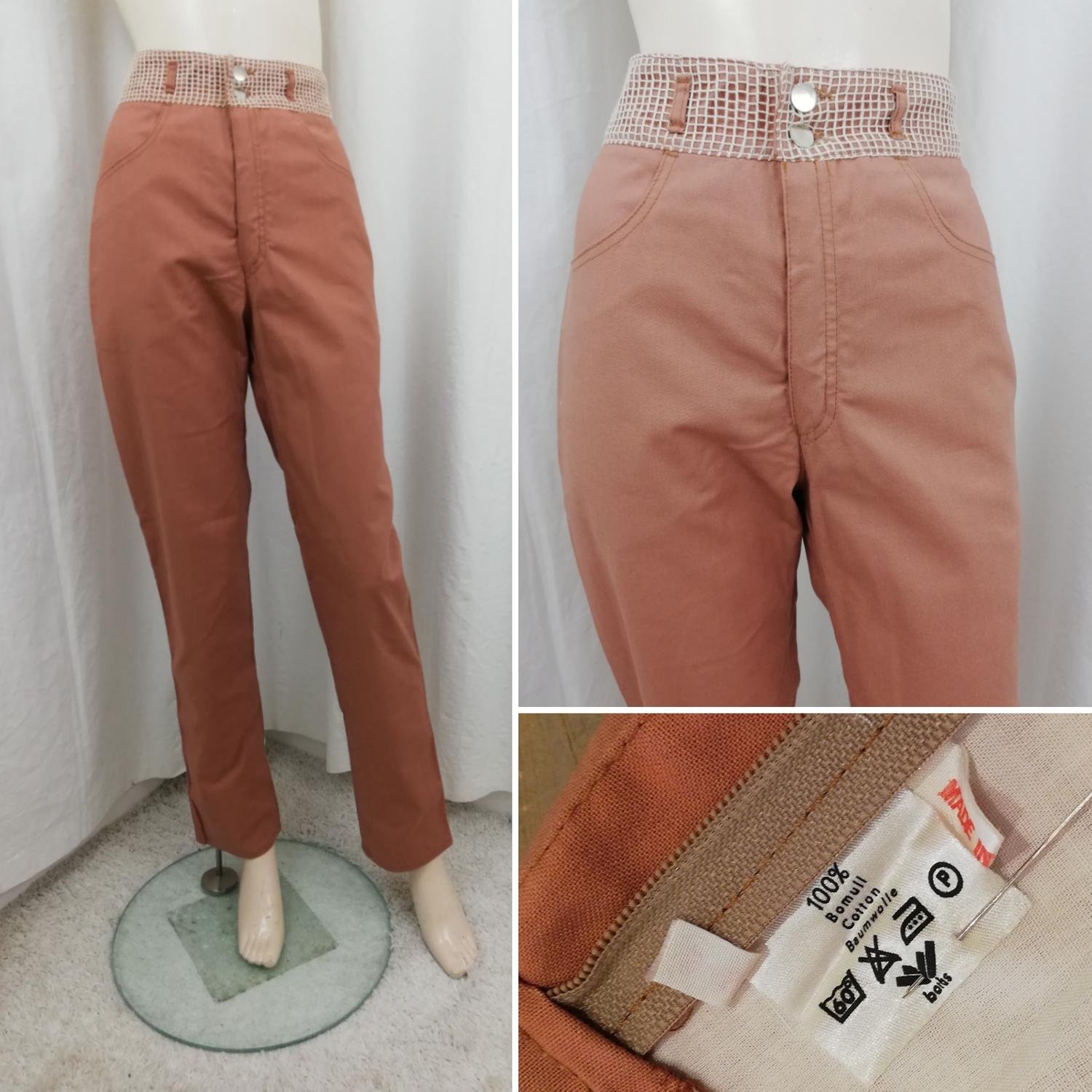 Retro retro byxor 80 tal lite pösbyxor kanelbruna nät linning märkt stl B185 Retro retro byxor 80 tal lite pösbyxor kanelbruna nät linning märkt stl B185