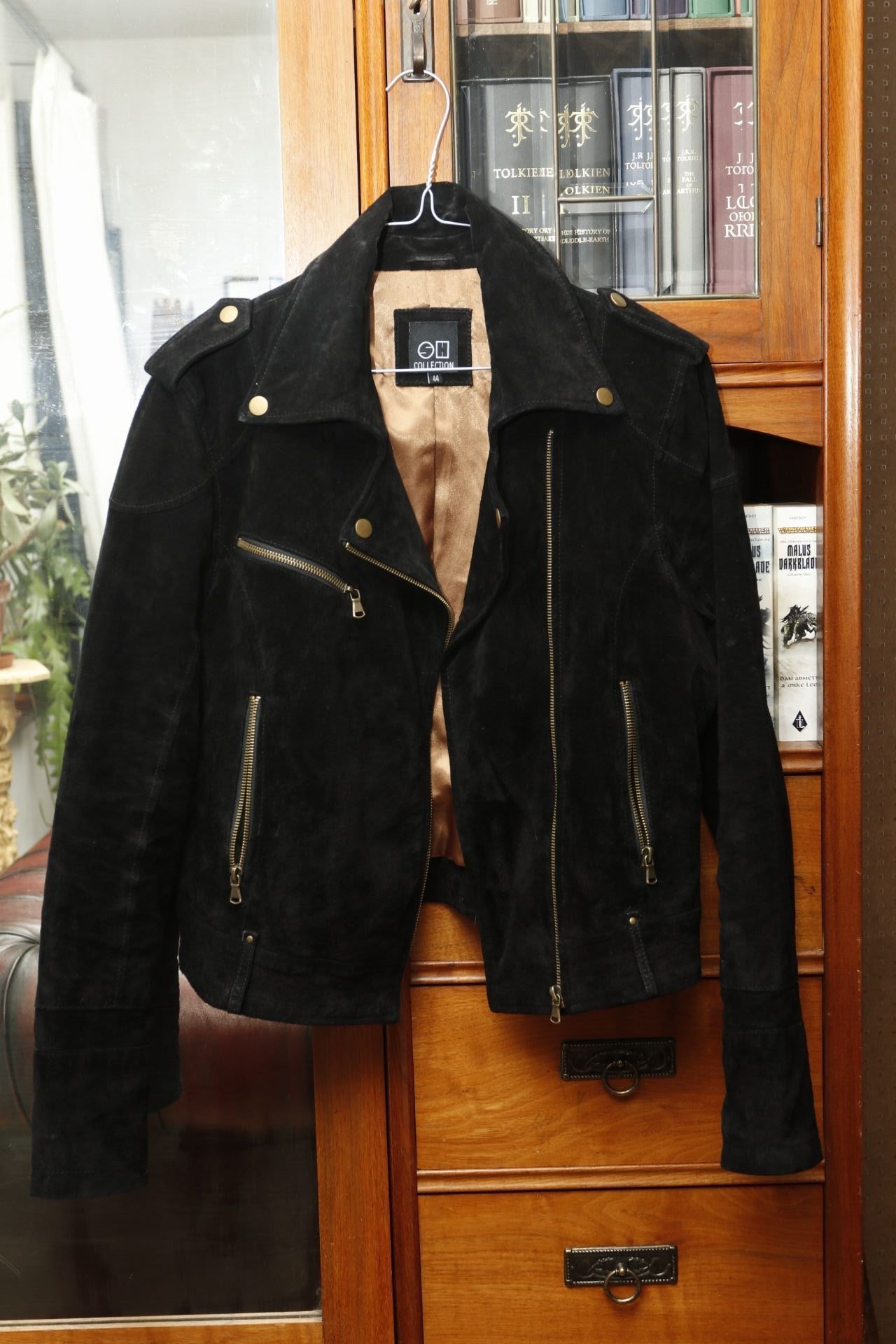 Svart Mc jacka, äkta skinnmocka Trend, retro, .. (381424861 Svart Mc jacka, äkta skinnmocka Trend, retro, .. (381424861
