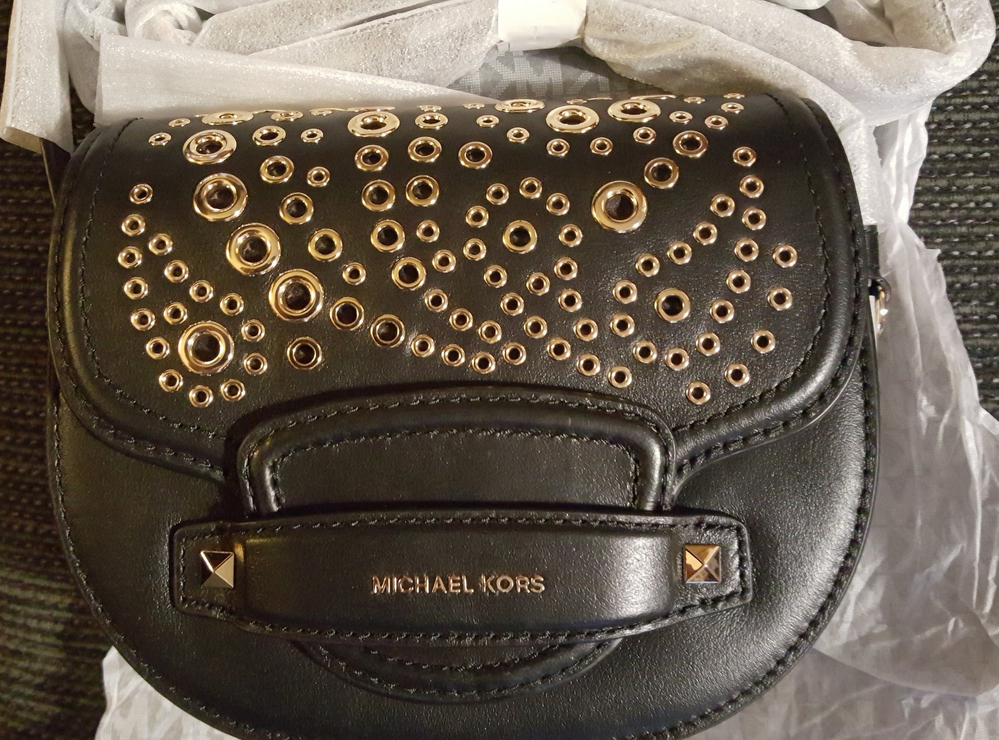 2000: NY äkta logo Michael Kors guldkedja guld crossbody MK blå väska läder 2000: NY äkta logo Michael Kors guldkedja guld crossbody MK blå väska läder