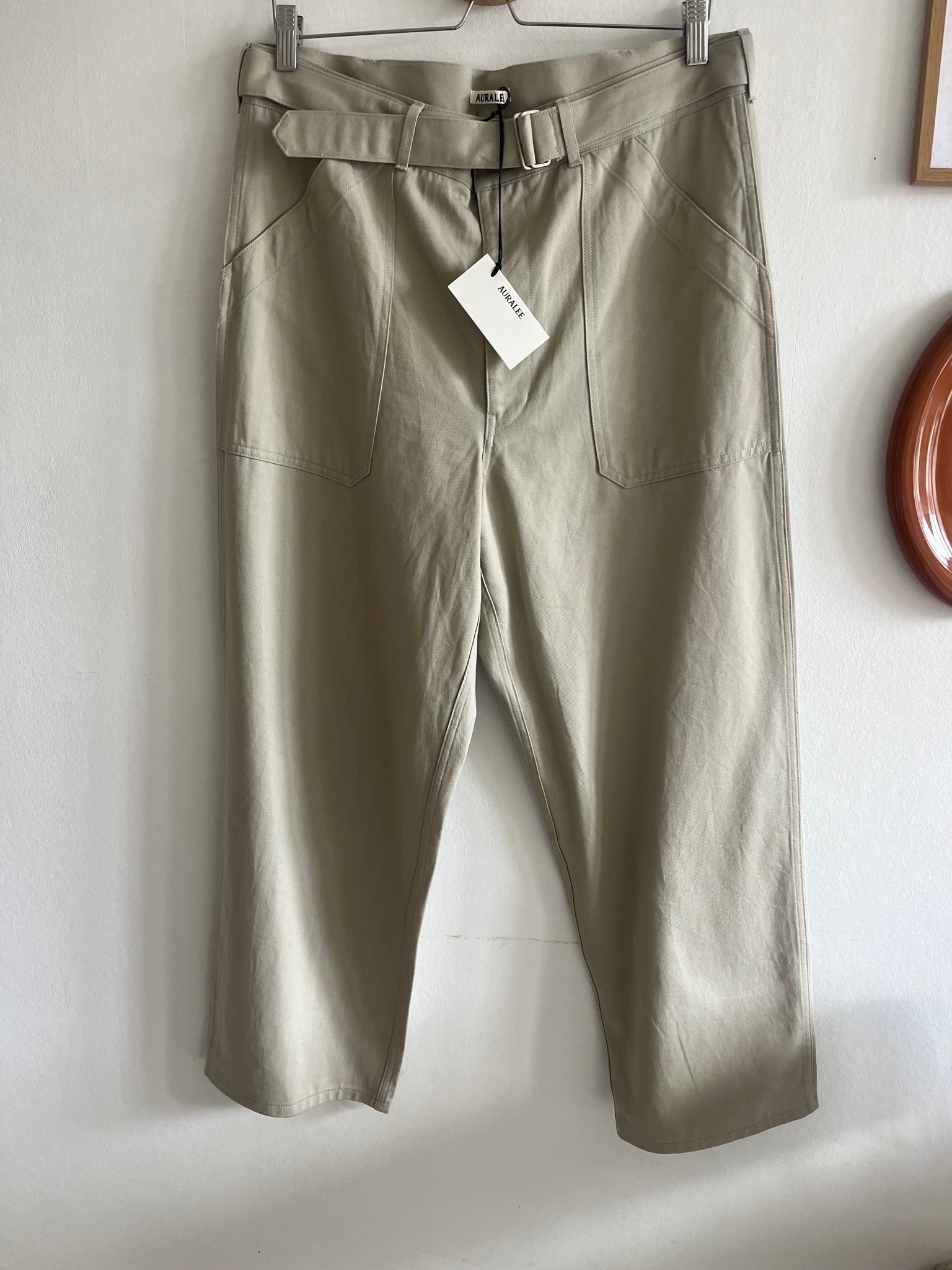 パンツ AURALEE HARD TWIST FINX HEAVY CHINO 3 Auralee Hard Twist Finx Chino Belted - Black | Garmentory