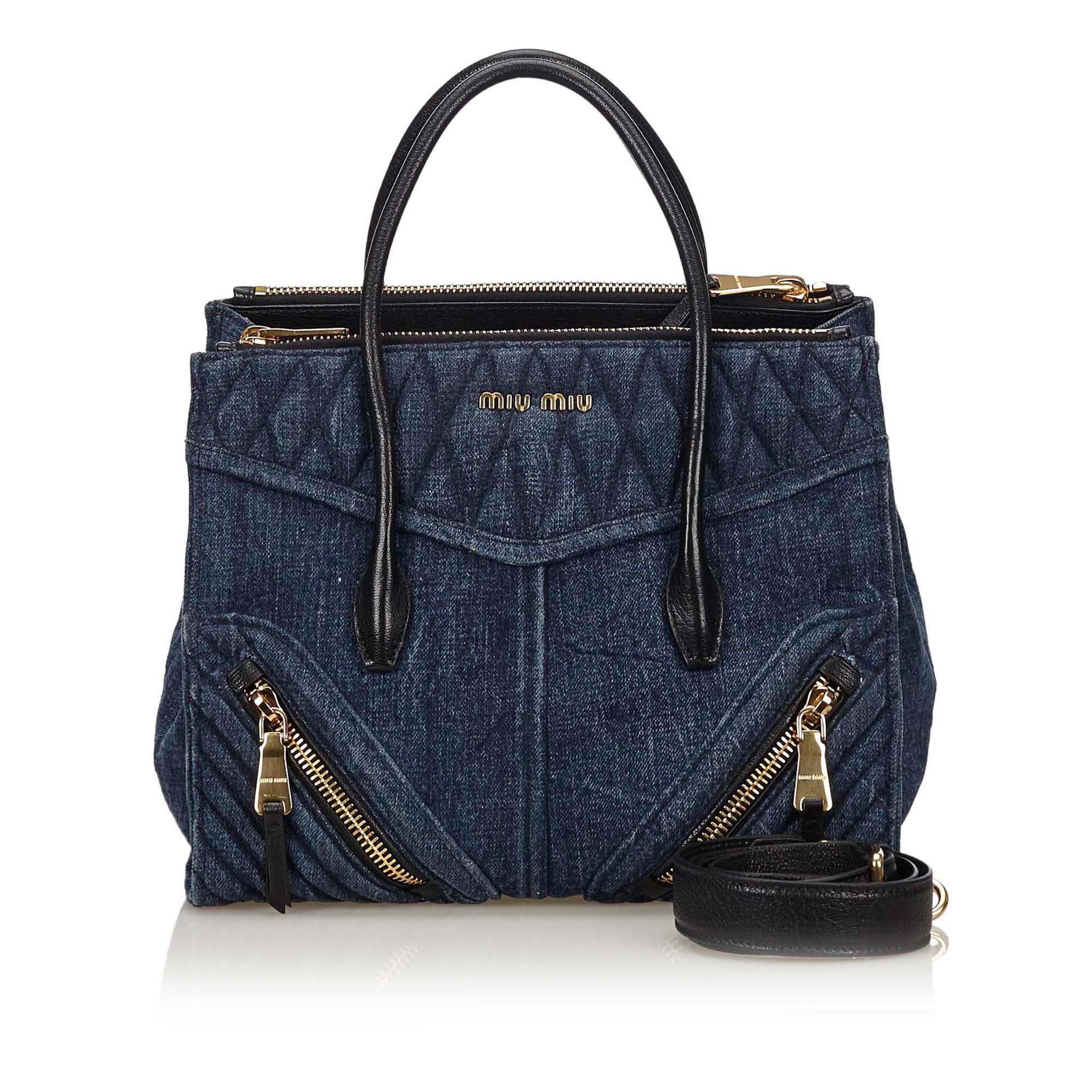 Miu Miu Blue Denim Biker Bag (405856212) ᐈ Luxclusif på Tradera