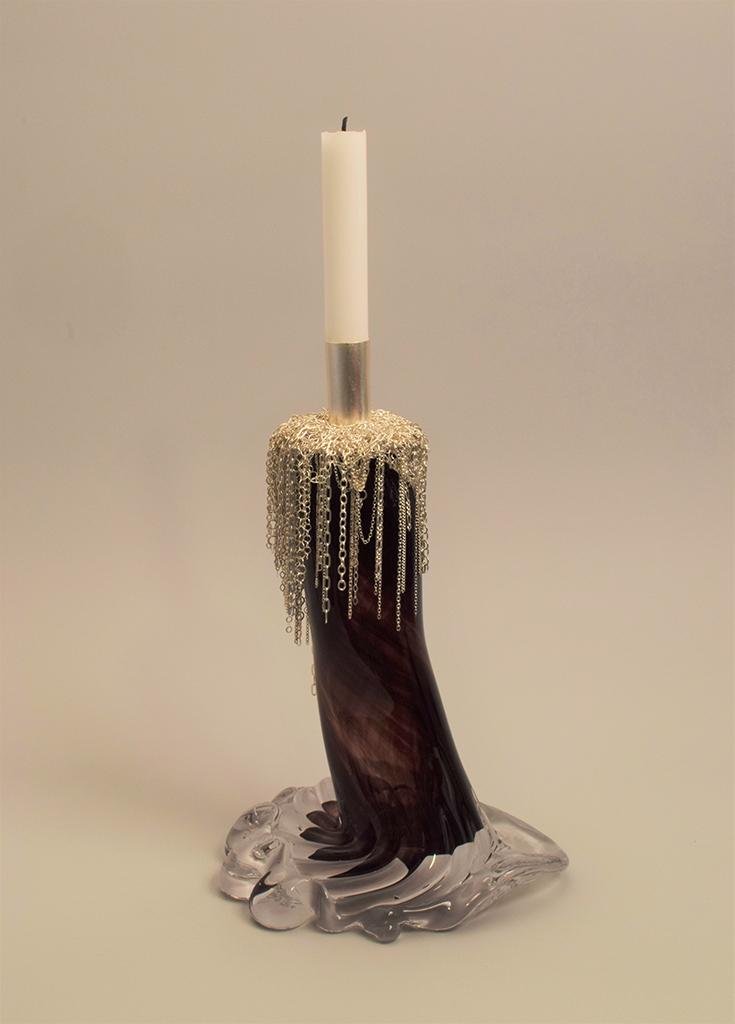 Glasprinsen - Drama Queen - Silver & Optik glas Ljusstake Design Kästel Edlund