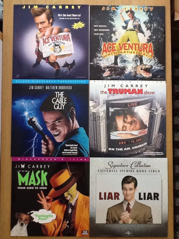 Laserdisc, 6st filmer med Jim Carrey. ACE Ventura,The Cable Guy, mfl,som nya