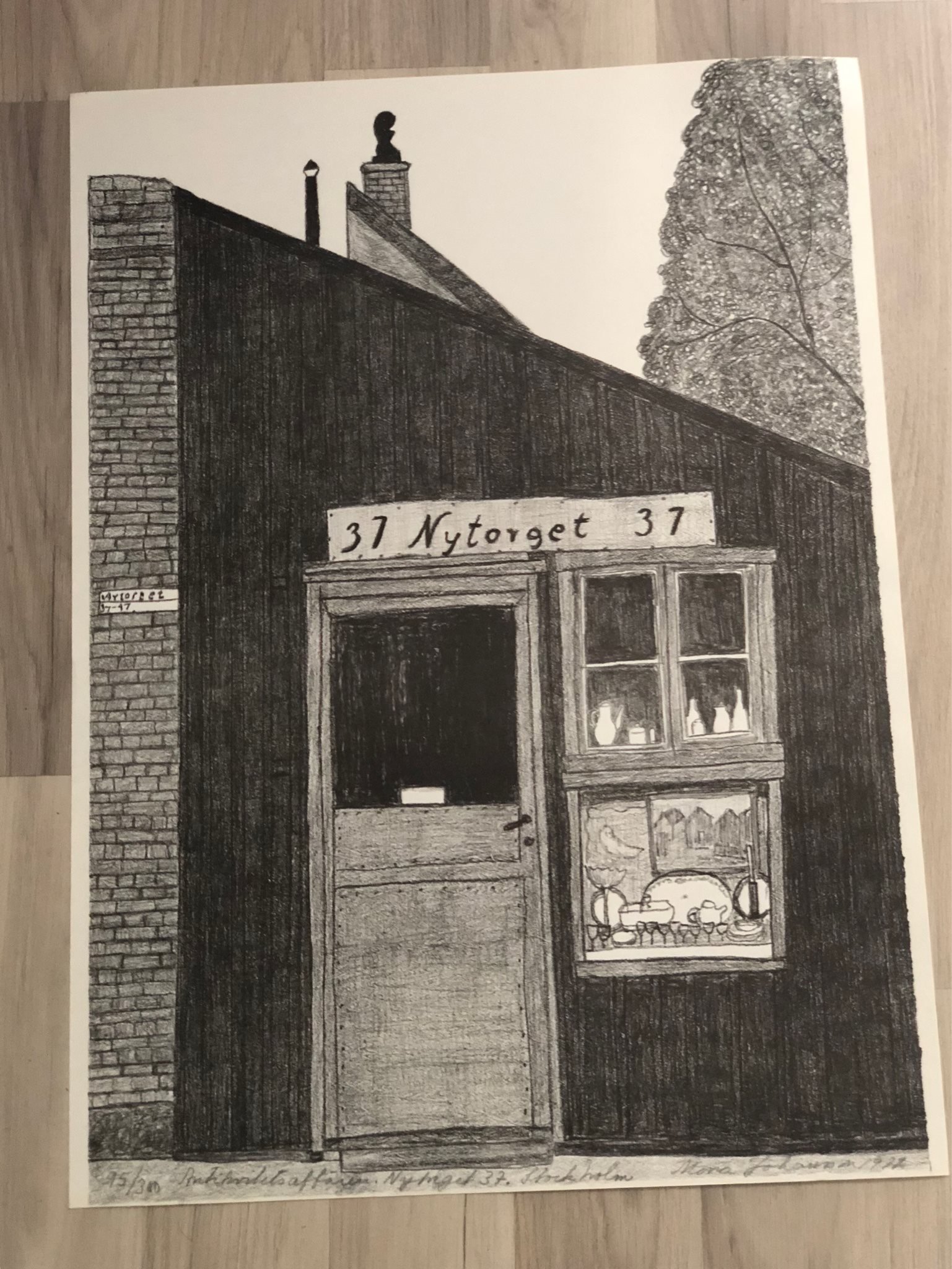 Mona Johansson litografi - Nytorget 37 i Stockholm