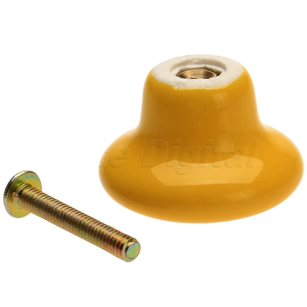 Gul porslin 10 st enkel cirkel färg kök knoppar på Tradera.com ...