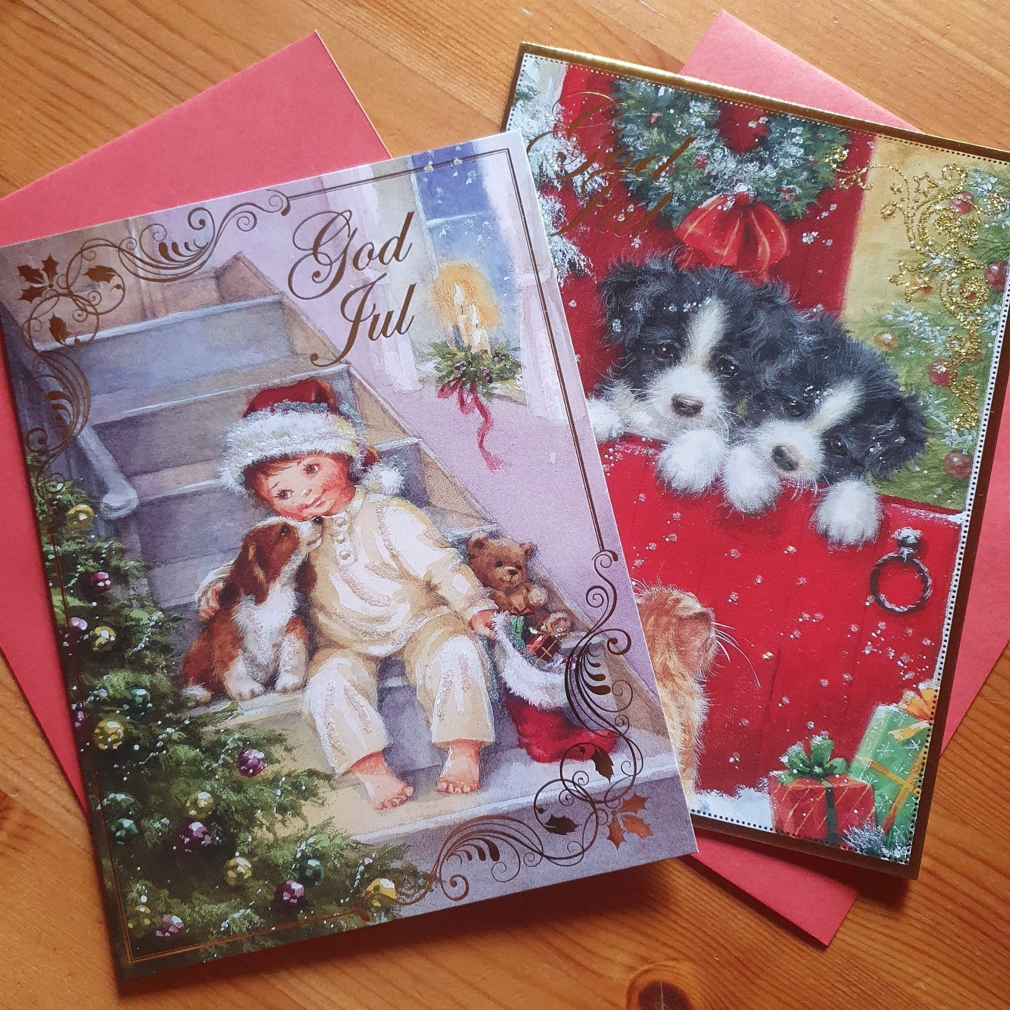 Söta stora Julkort jul hund barn vykort med kuv.. Köp på Tradera