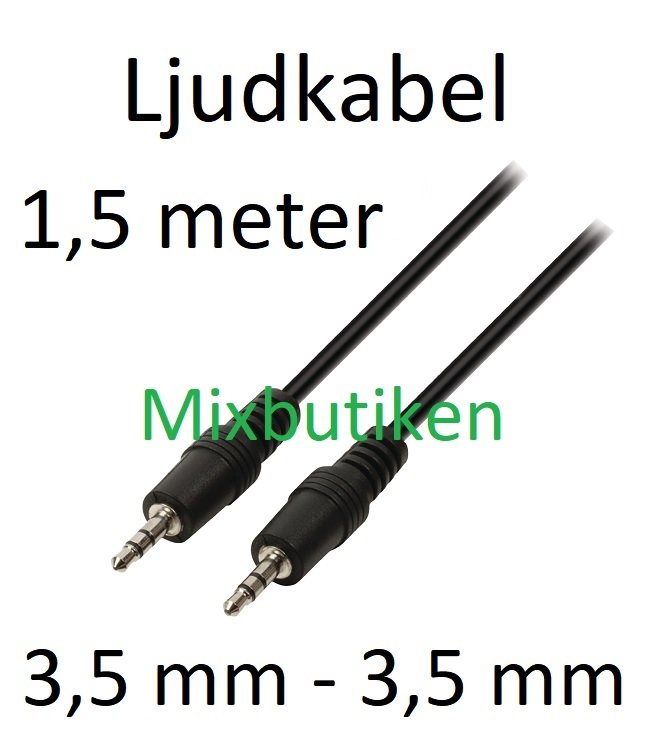 Ljudkabel 1,5m stereo 3,5 mm - 3,5mm. 1,5 meter audiokabel förstärkare mobil m m