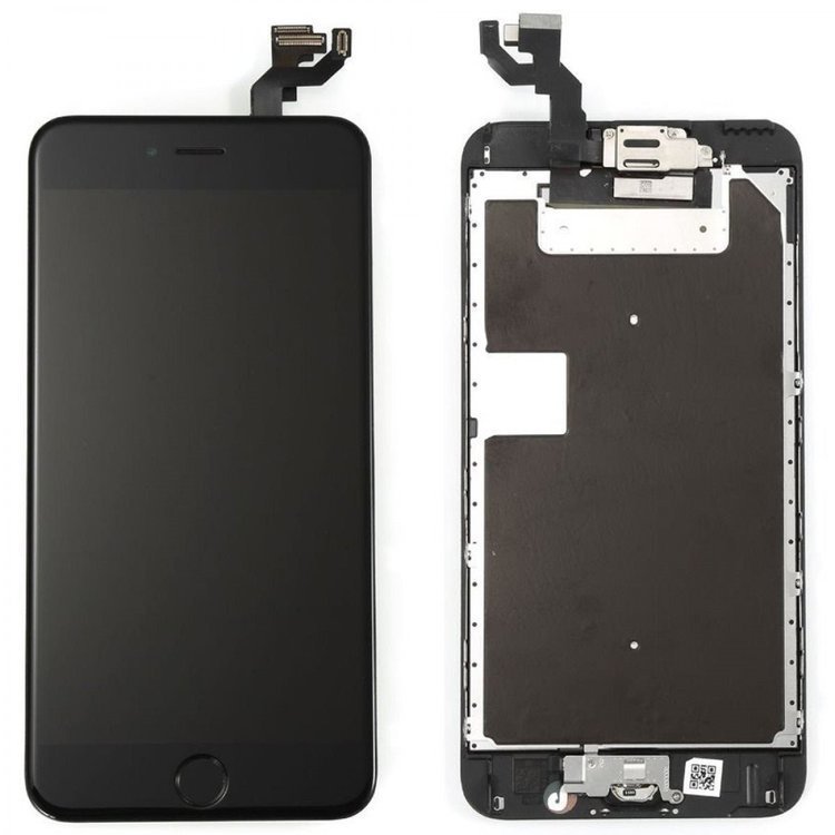IPhone 6s Skärm Komplett med Kamera &Hemknapp &Heltäckande Härdat Glas/ svart