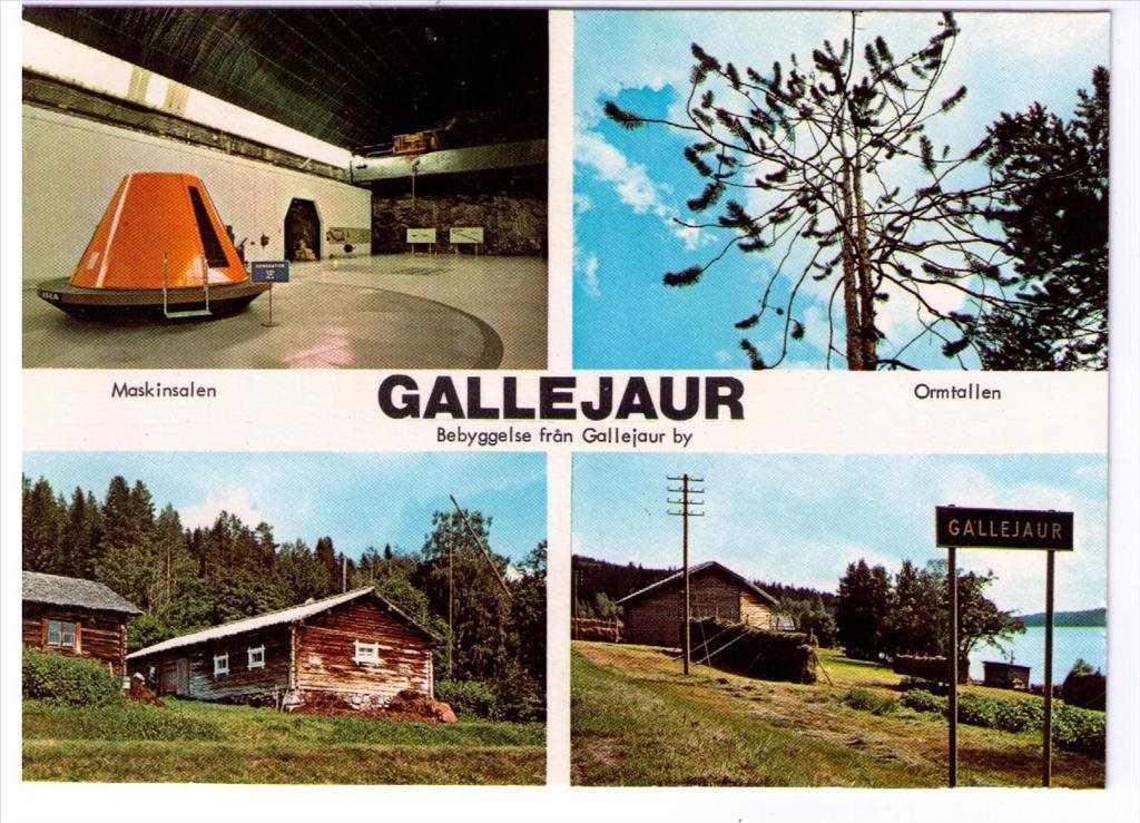 Gallejaur by 4-bildskort Maskinhallen kraftverket 2 hus Arvidsjaur kommun KV 7 8