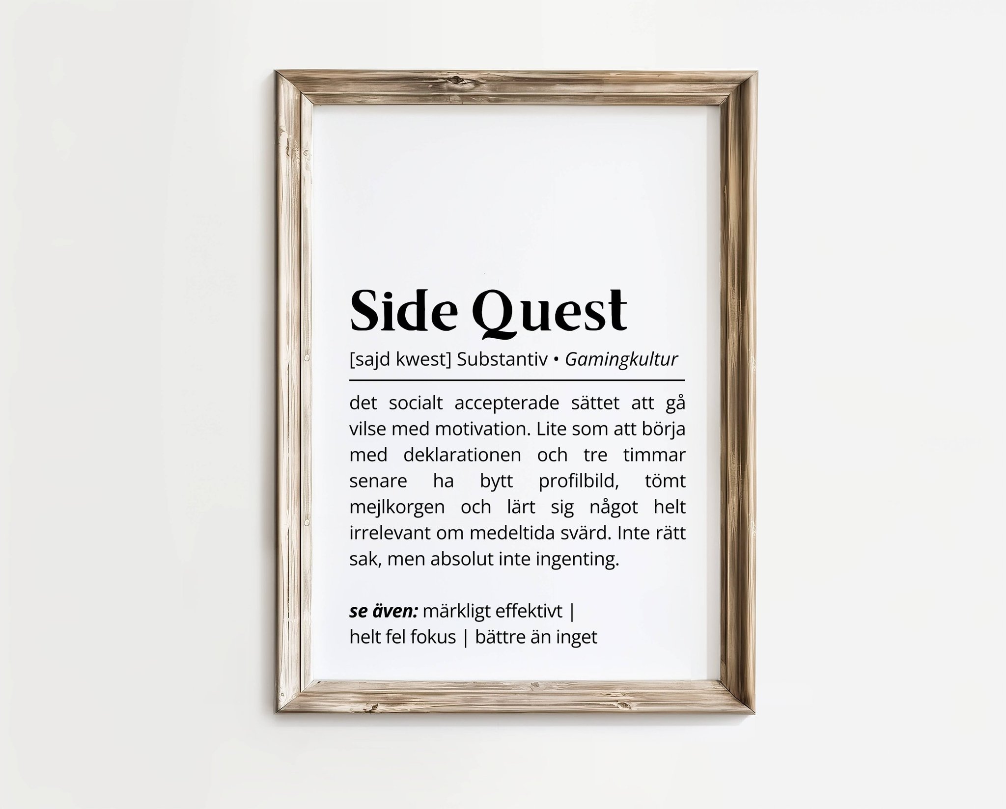 Side Quest – Definition poster | A4 | Rolig present | SkattkammarenSE