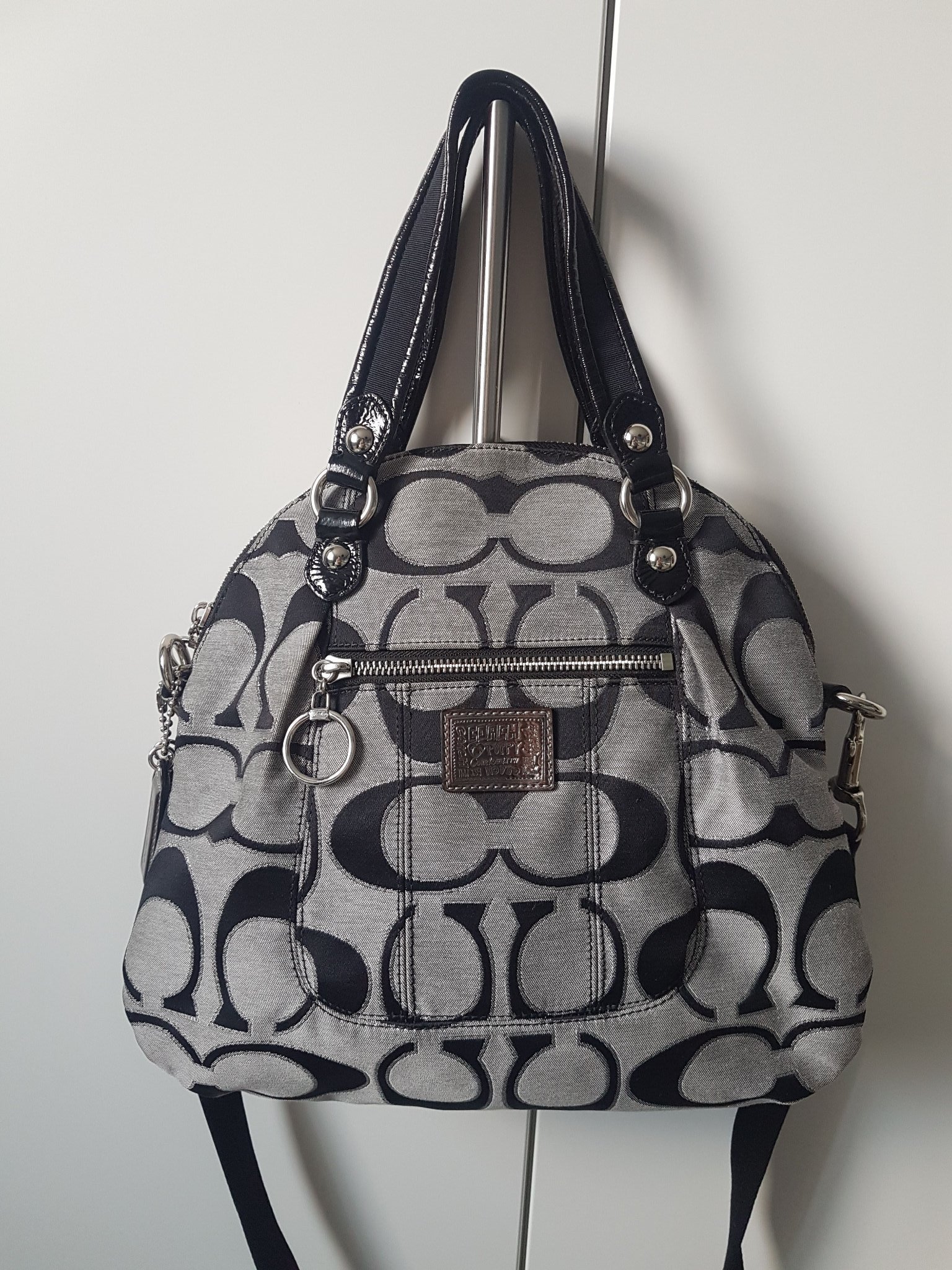 dark grey coach purse