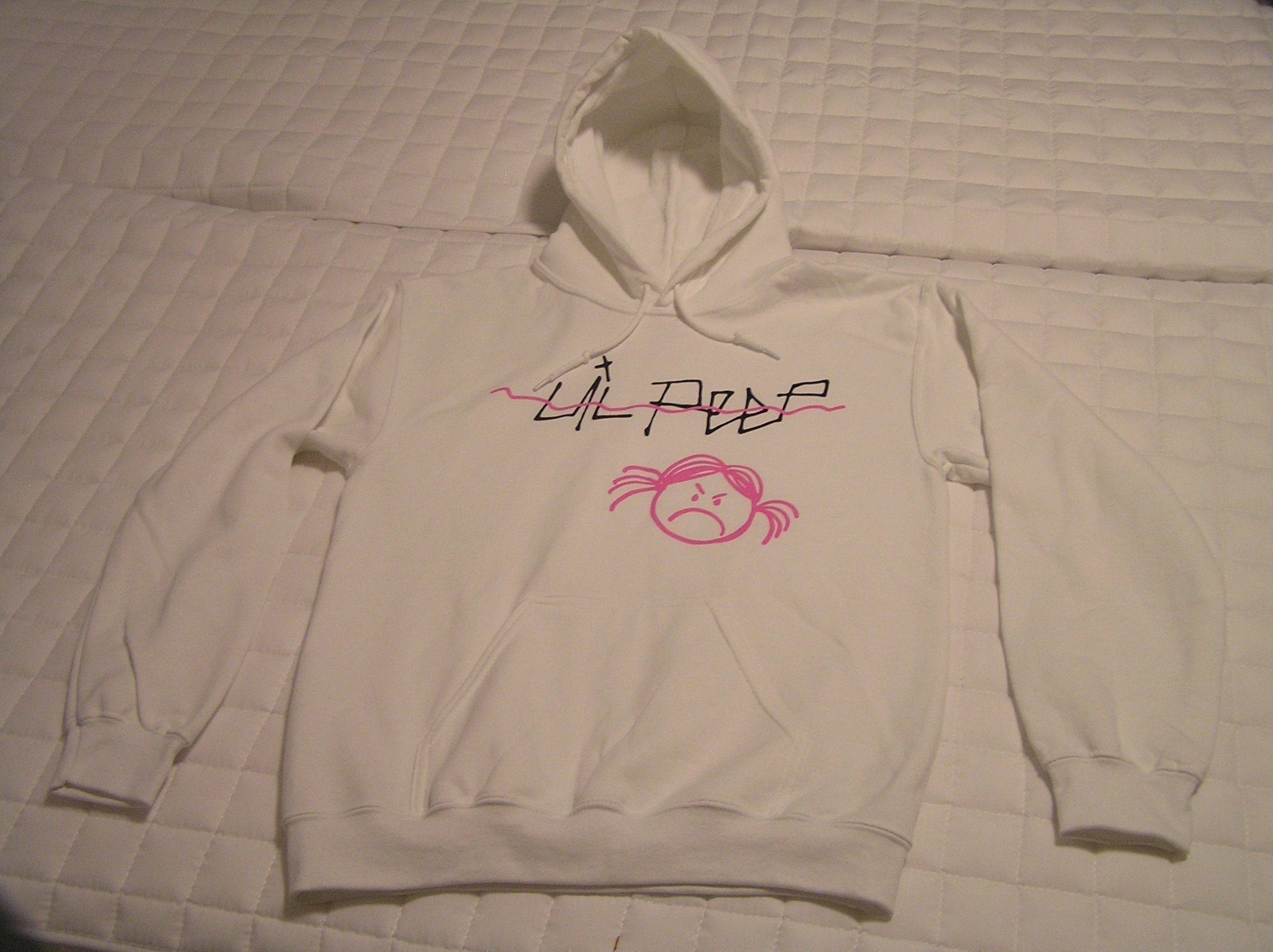 NY Vit Hoodie Lil Peep angry girl huvtröja Hip Hop rappare strl S aldrig använd
