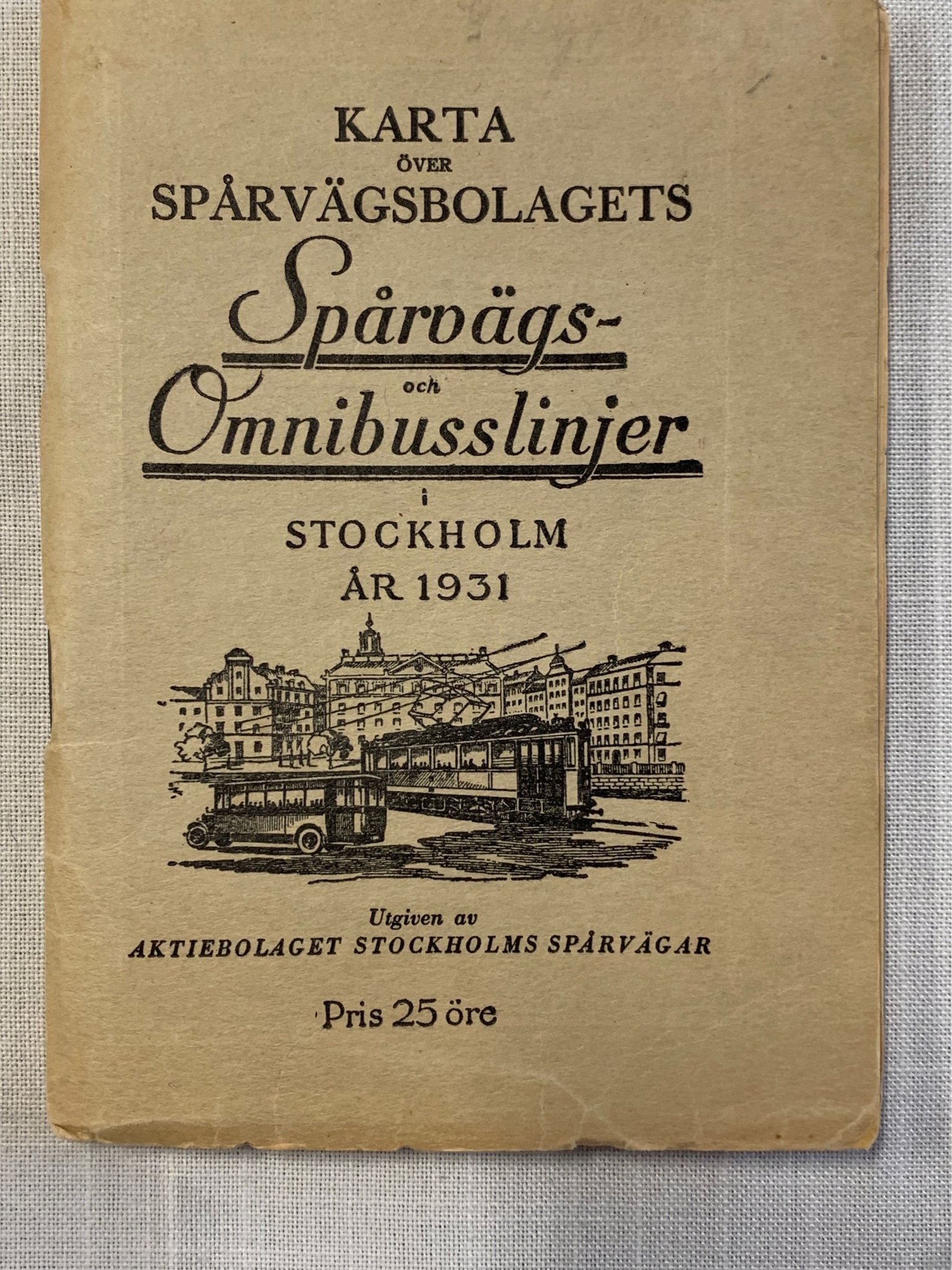 Karta spårvägsbolaget spårväg omnibuss Stockholm 1931