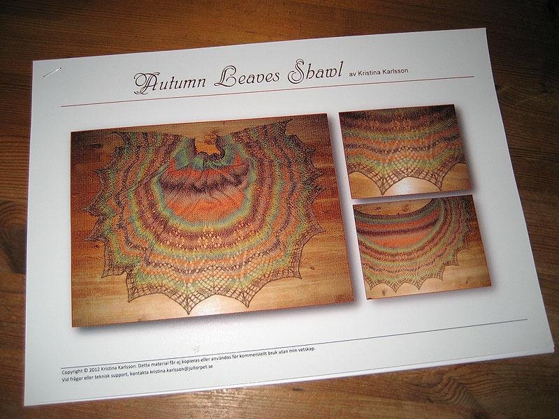 Beskrivning till stickad sjal, Autumn Leaves Shawl.