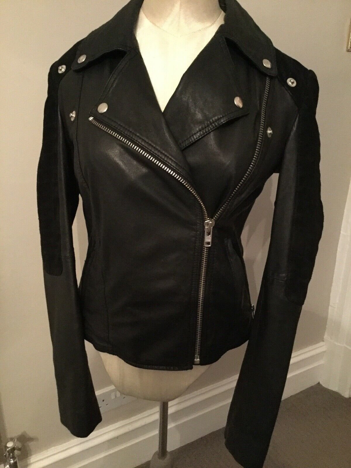 Topshop premium äkta skinnjacka med mocka på ax.. (410836512 Topshop premium äkta skinnjacka med mocka på ax.. (410836512