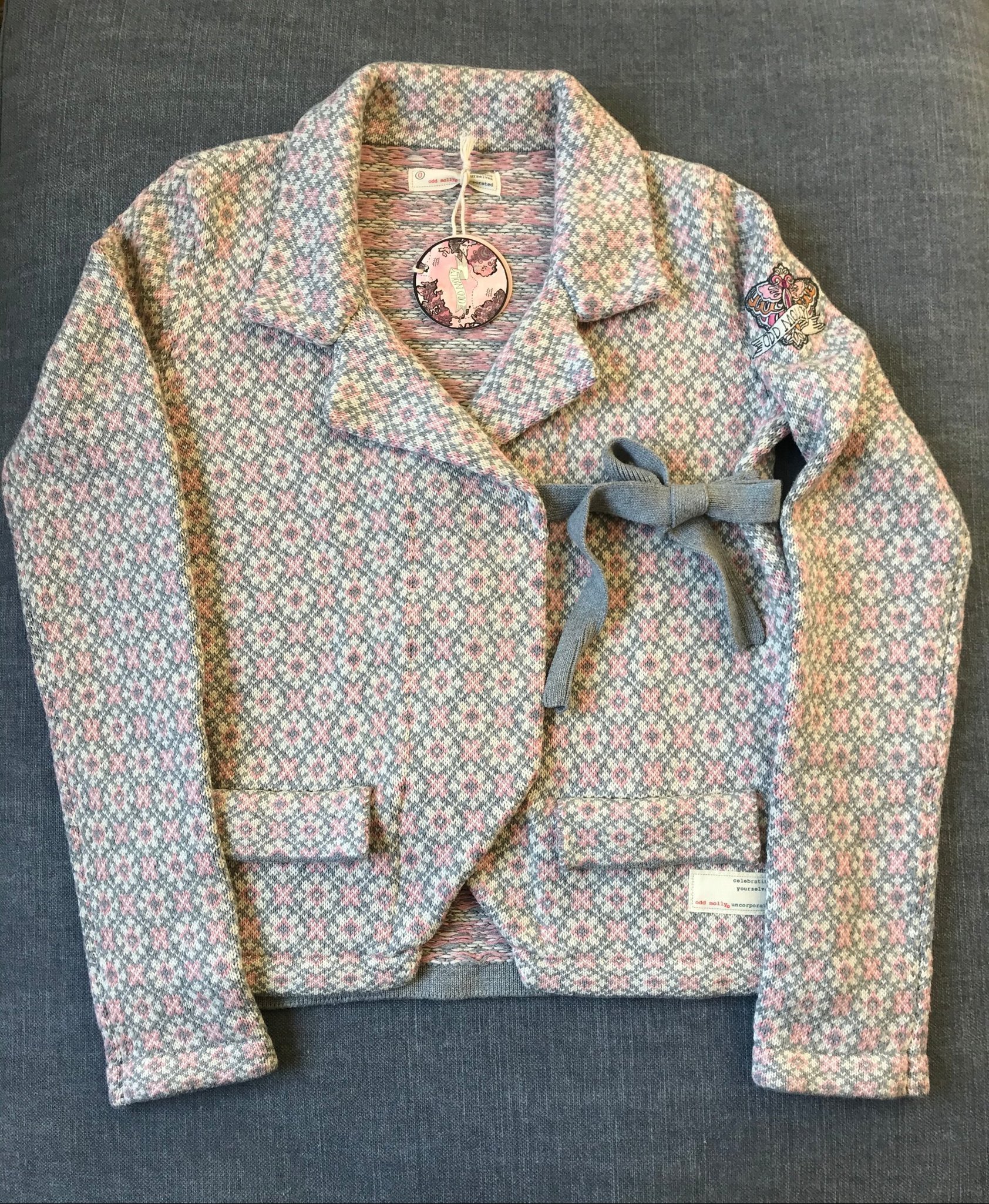 ODD MOLLY kofta lovely knit jacket grå rosa storlek 0 / XS