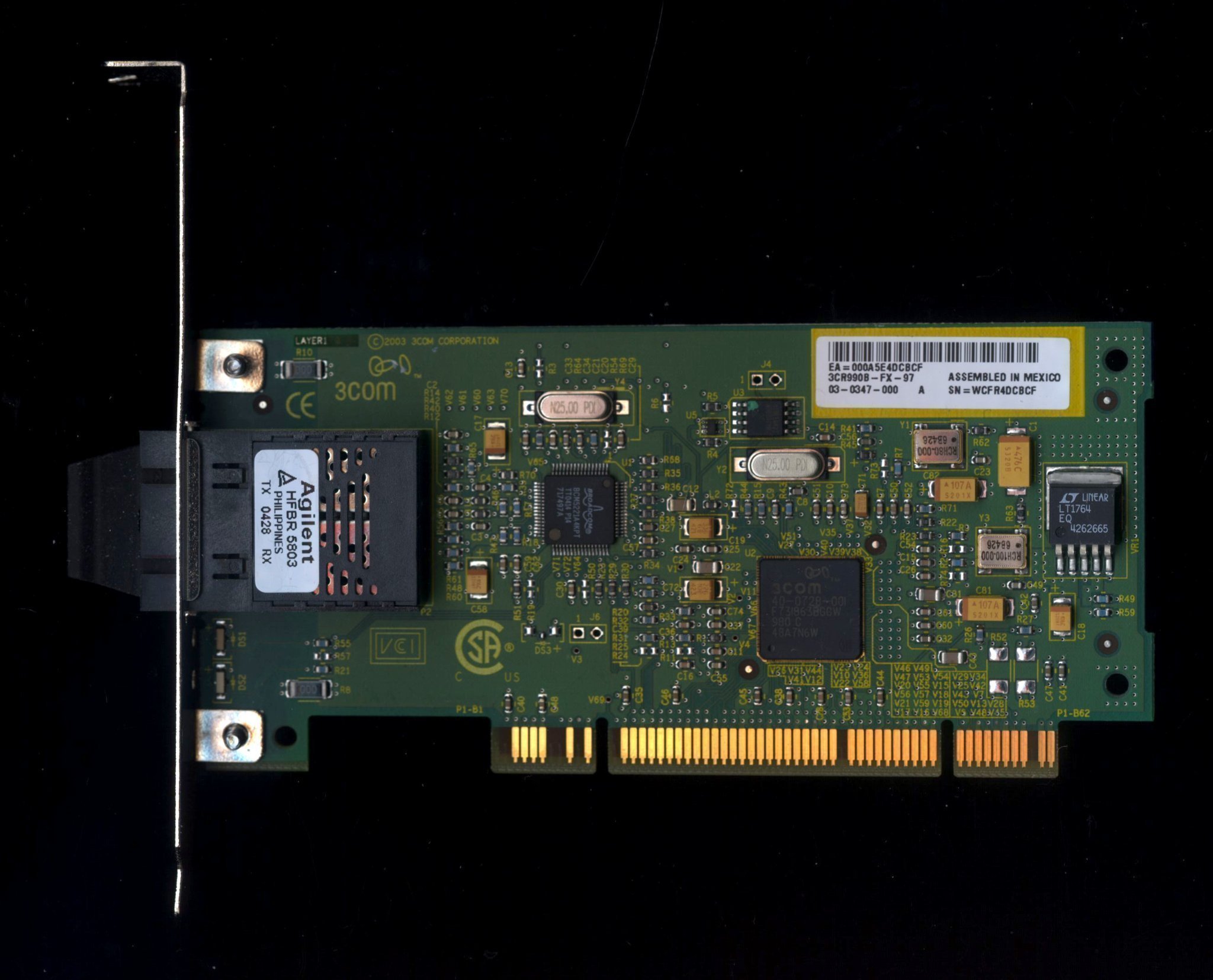 3Com 3CR990B-FX-97 100 Secure Fiber-FX Network Interface Card. PCI Adapter.