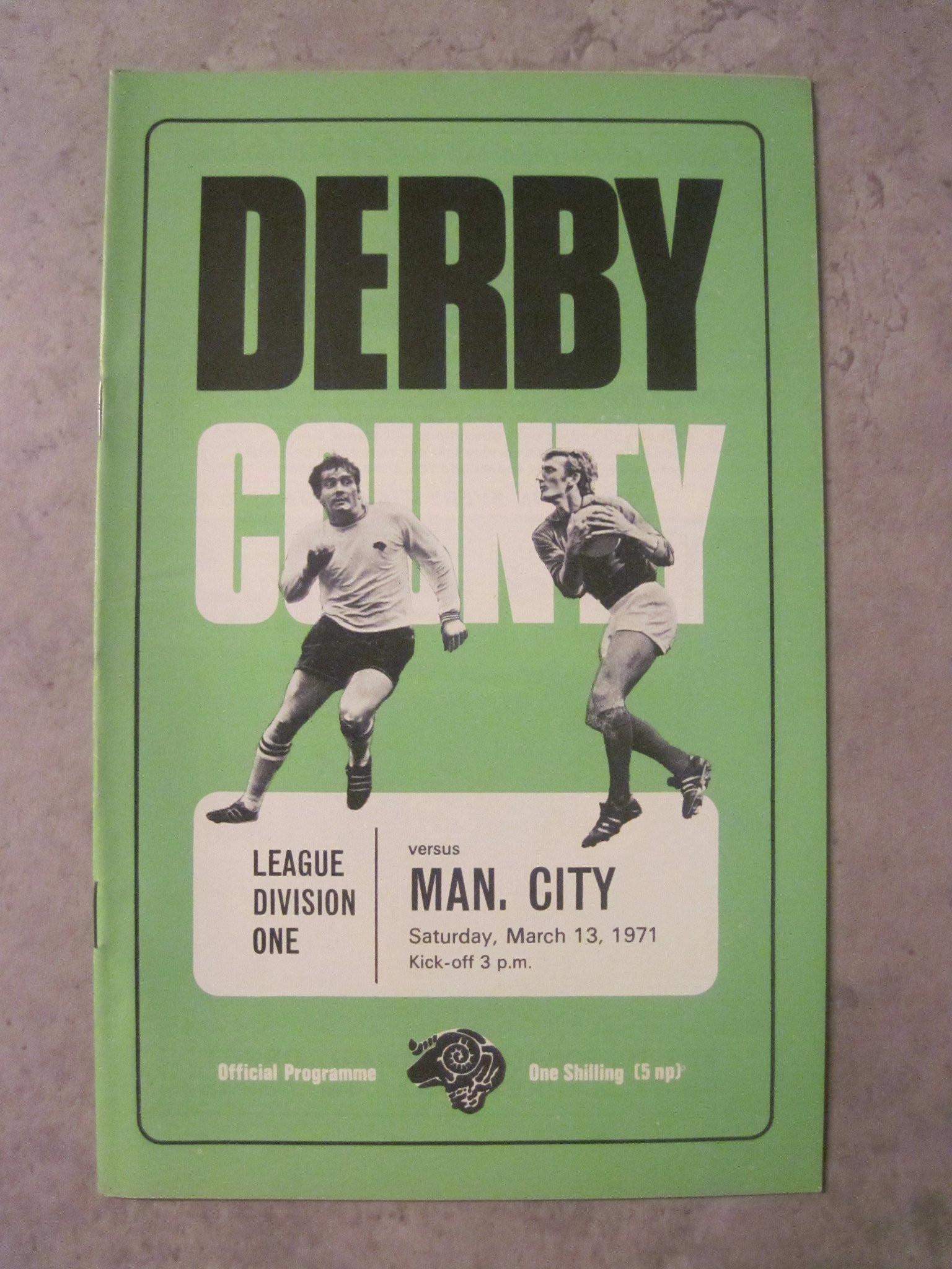 Program Derby vs. Manchester City 13th March 1971