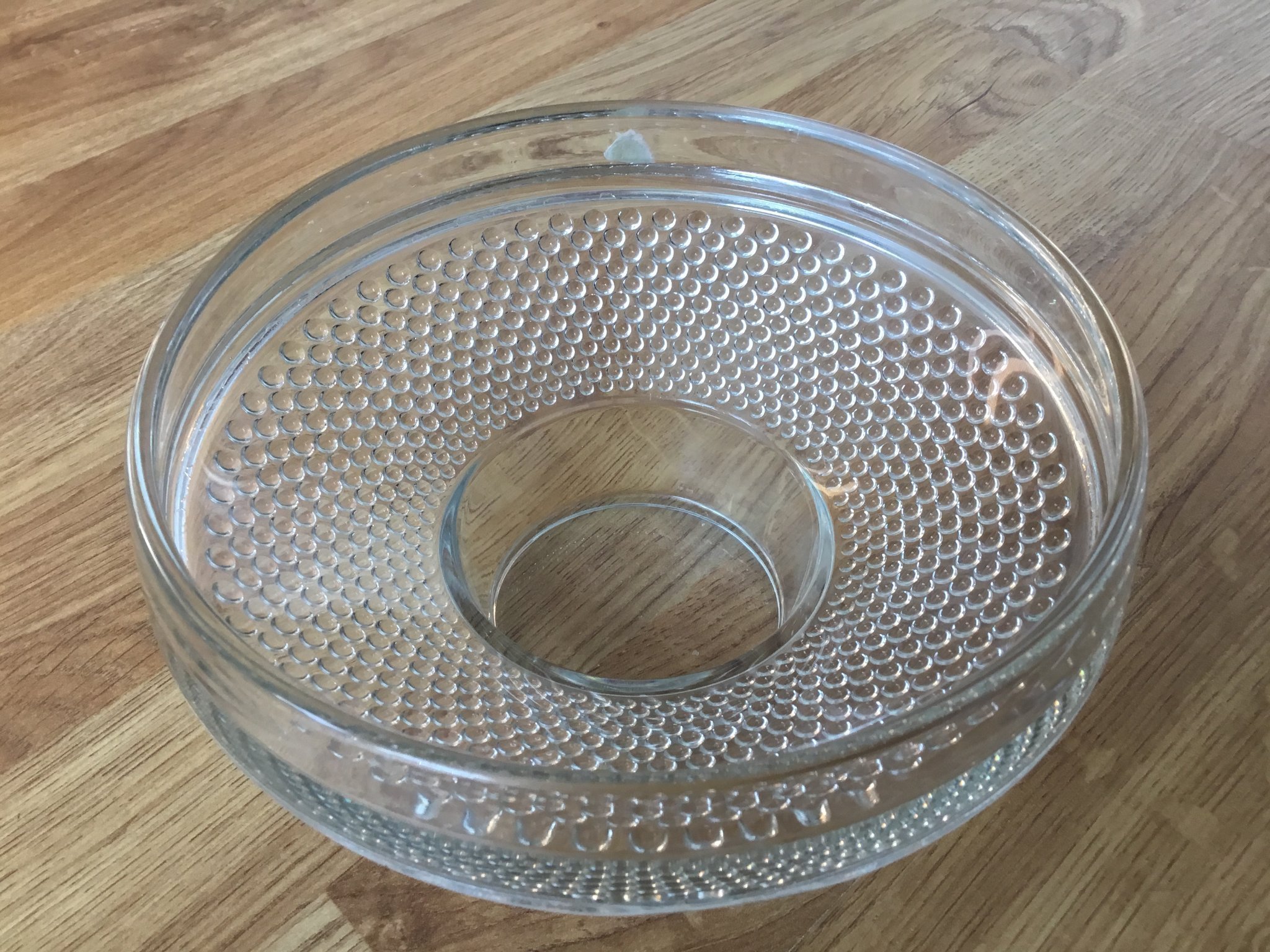 Retro knopp skål / Stor ljuslykta på fot av Nybro Glasbruk / Diam 16 cm