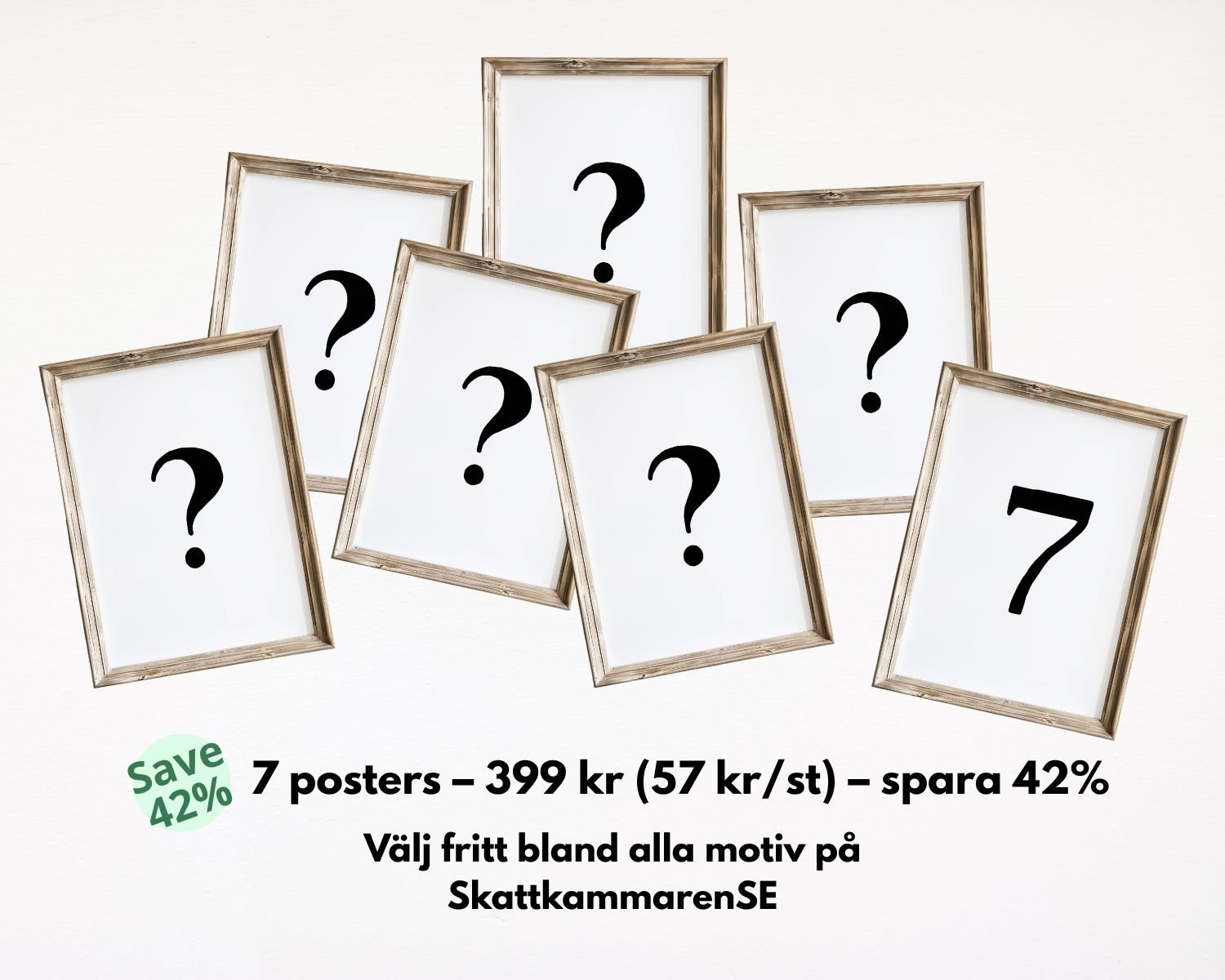 Välj 7 valfria posters – 399 kr | Spara 42% | A4 | SkattkammarenSE
