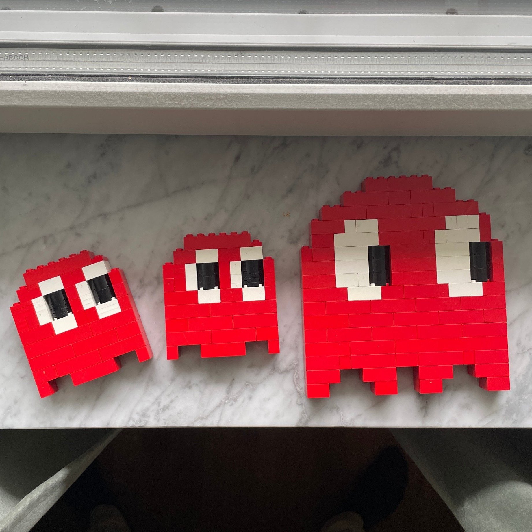 Pac-Man Ghost LEGO MOC – familj set i 3, retro pixel art, collector's item