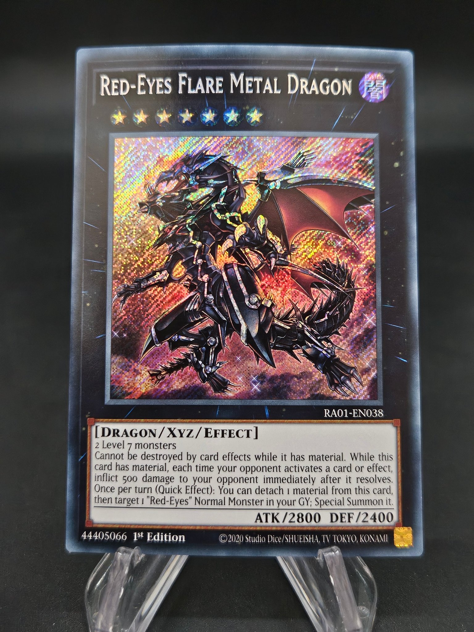 Red Eyes Flare Metal Dragon (PCR) - RA01-EN038 - Rara Prismatica Collezionista - 1st Edition