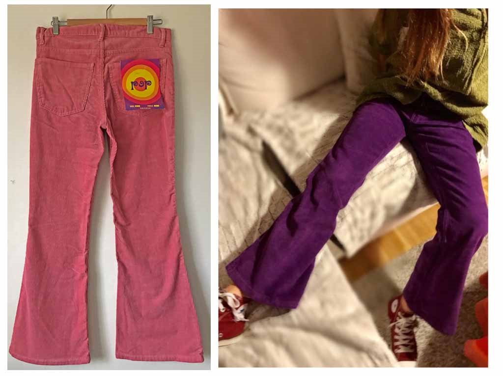 Pop manchesterjeans retro rosa manchester jeans bootcut manchesterbyxor byxa 34