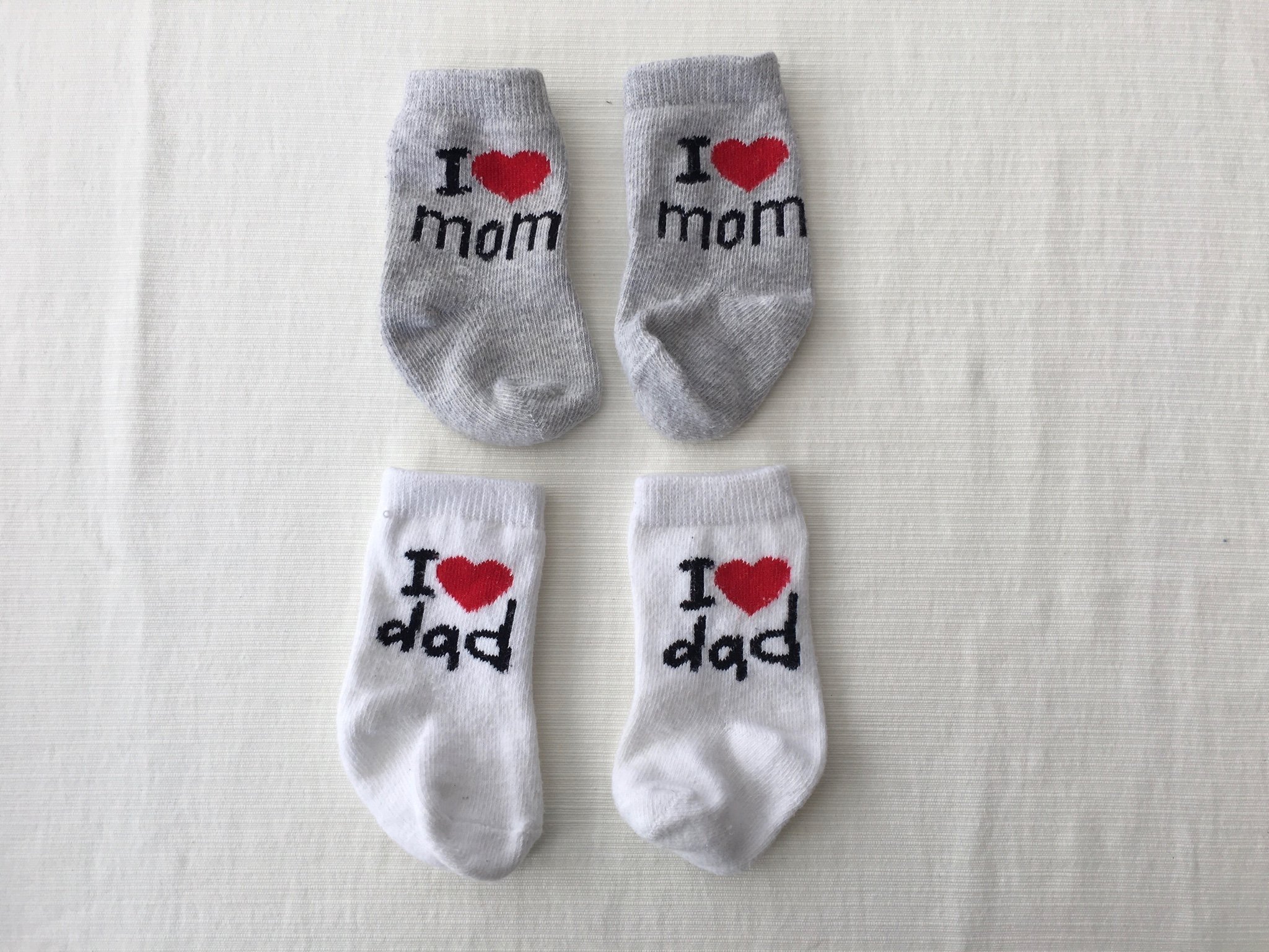 2 par strumpor från ICA / 0-6 månader / Newborn / I love mom / I love dad