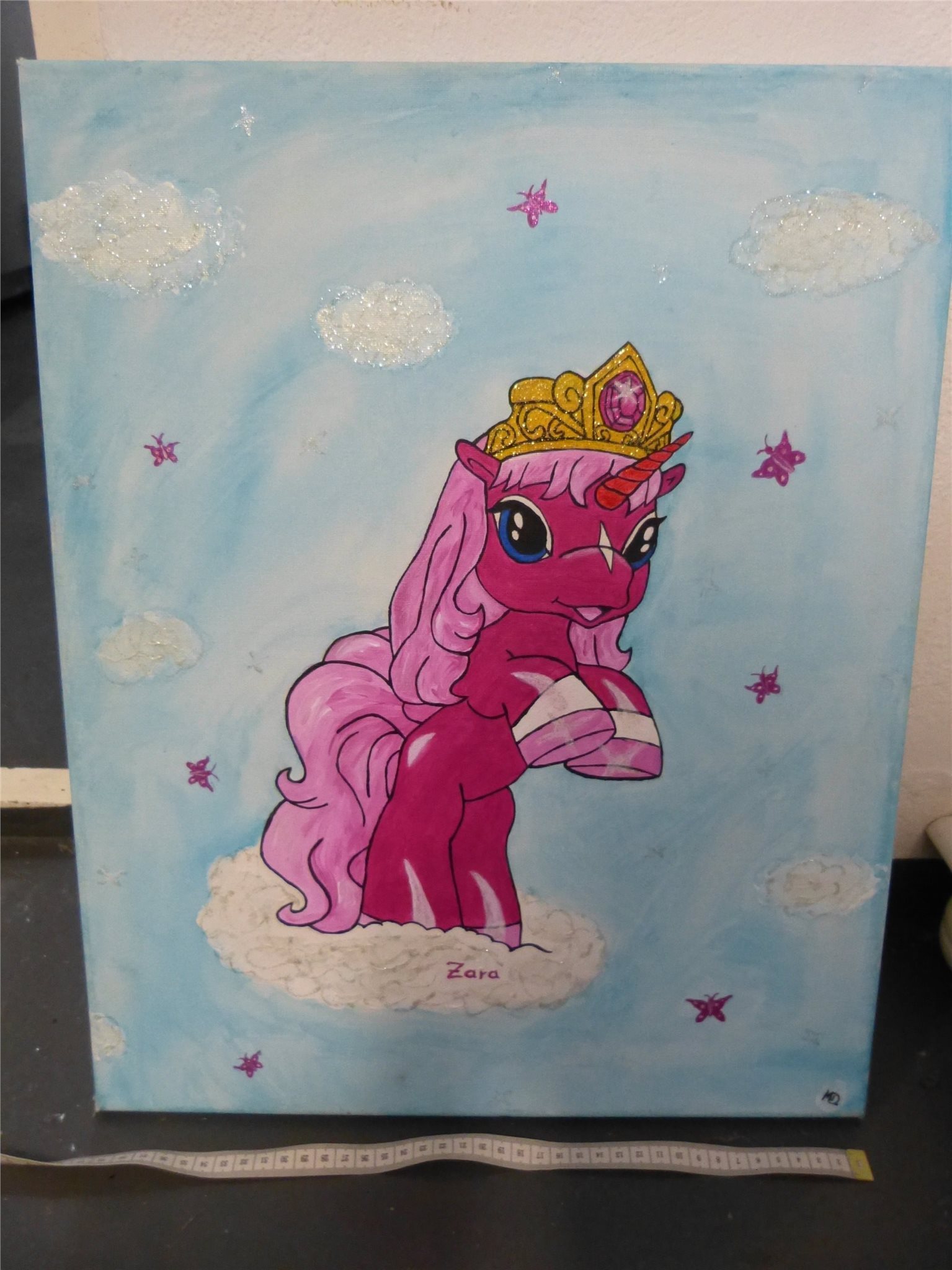 Fin tavla filly 40x50 filly häst med glitter barnrum flicka tavla på