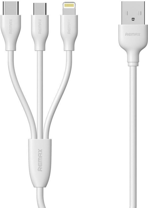 1M Laddningskabel 3-i-1 Lightning, Micro-USB & USB-C Vit