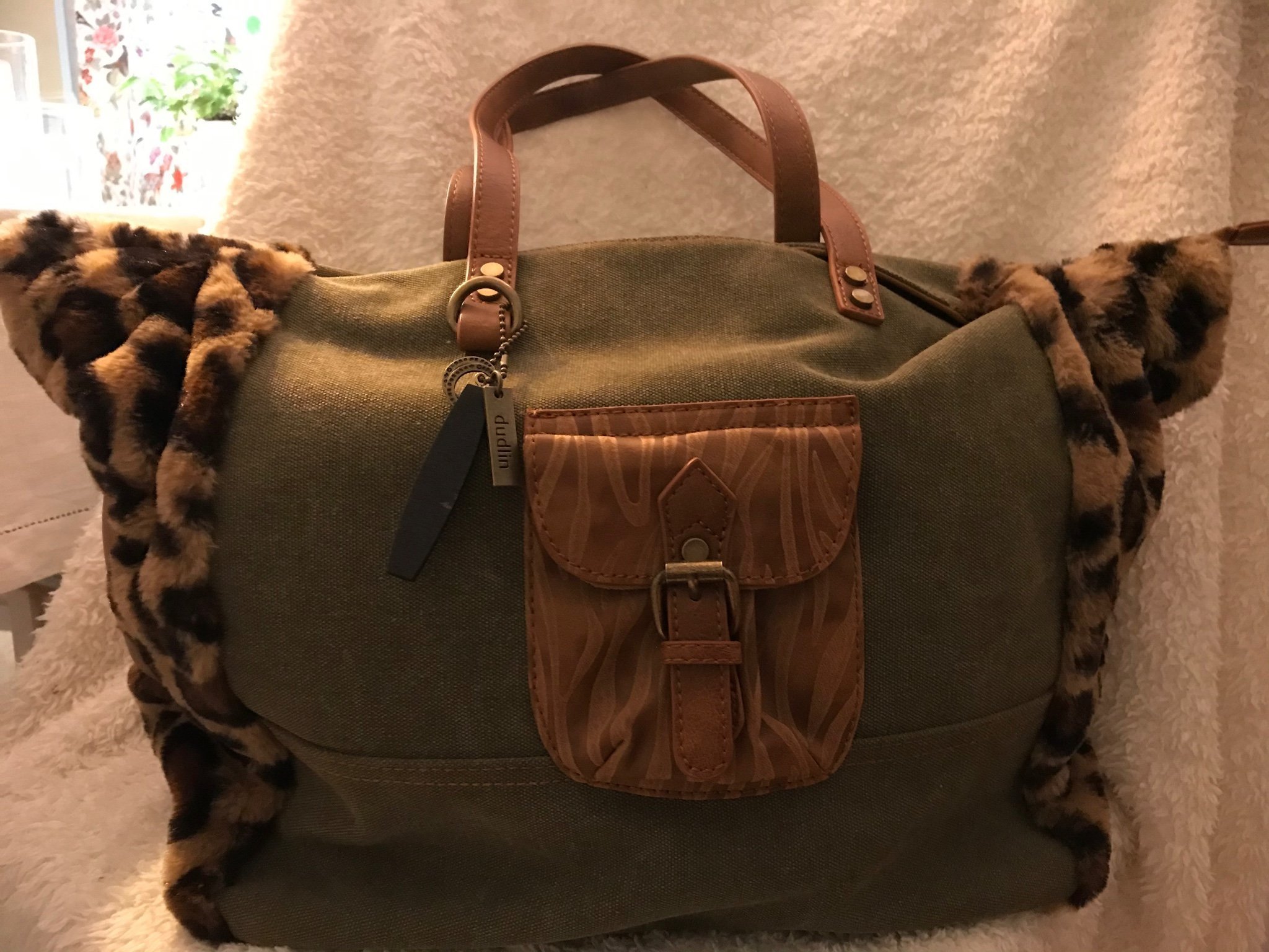 NY Stor BAG Design VÄSKA ” dudlin”HANDVÄSKA KAKI grön Leopard päls Snygg Rymlig NY Stor BAG Design VÄSKA ” dudlin”HANDVÄSKA KAKI grön Leopard päls Snygg Rymlig